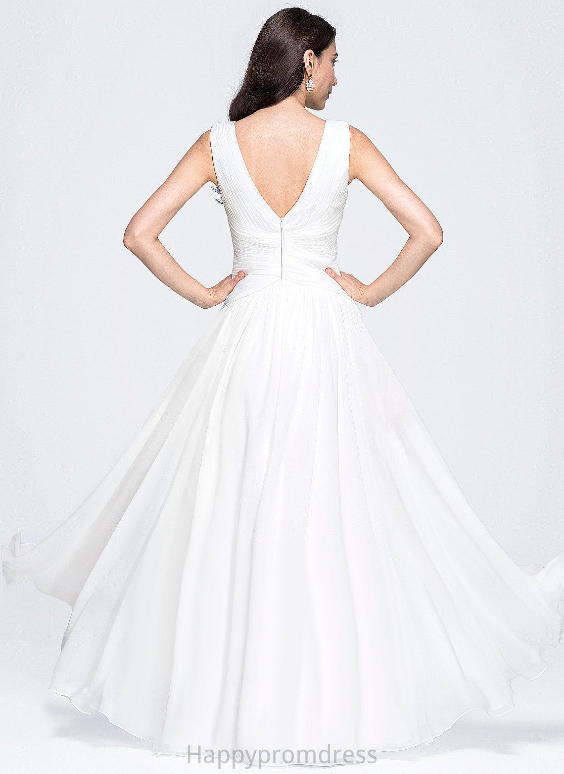 Wedding Dresses Dress With Pleated V-neck Floor-Length Chiffon Wedding Londyn A-Line