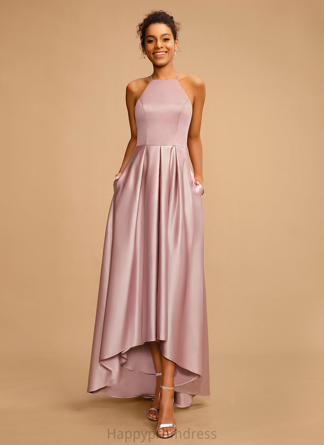 Prom Dresses Asymmetrical A-Line Hanna Satin Square Neckline