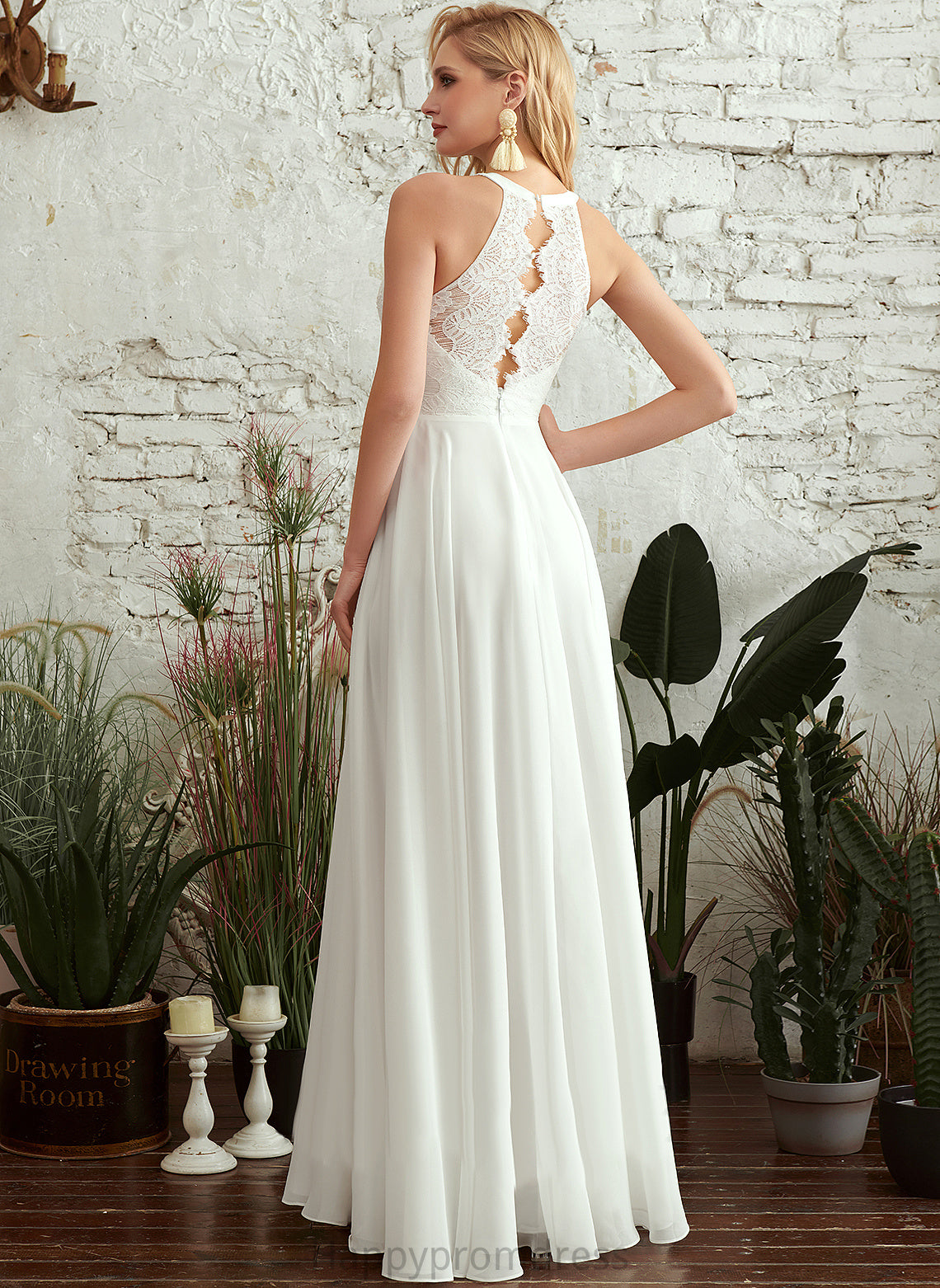 Wedding Dress Wedding Dresses Salma Neck Floor-Length Scoop Chiffon A-Line Lace