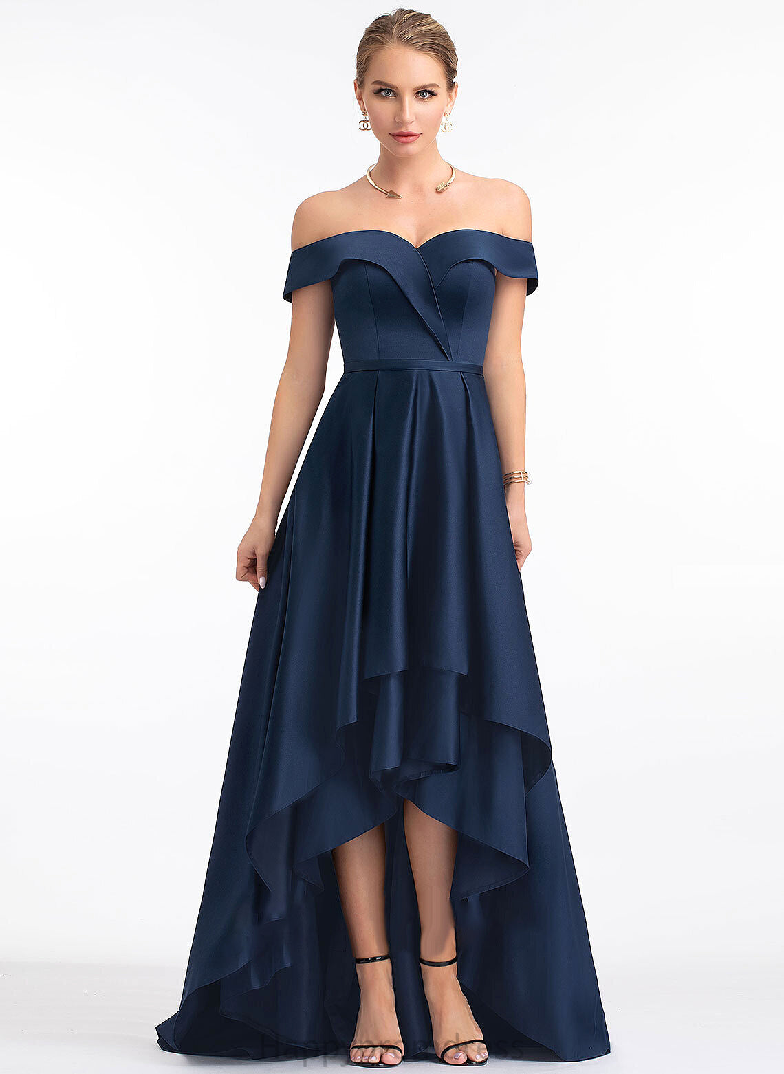 Prom Dresses Asymmetrical Satin Ball-Gown/Princess Courtney Off-the-Shoulder