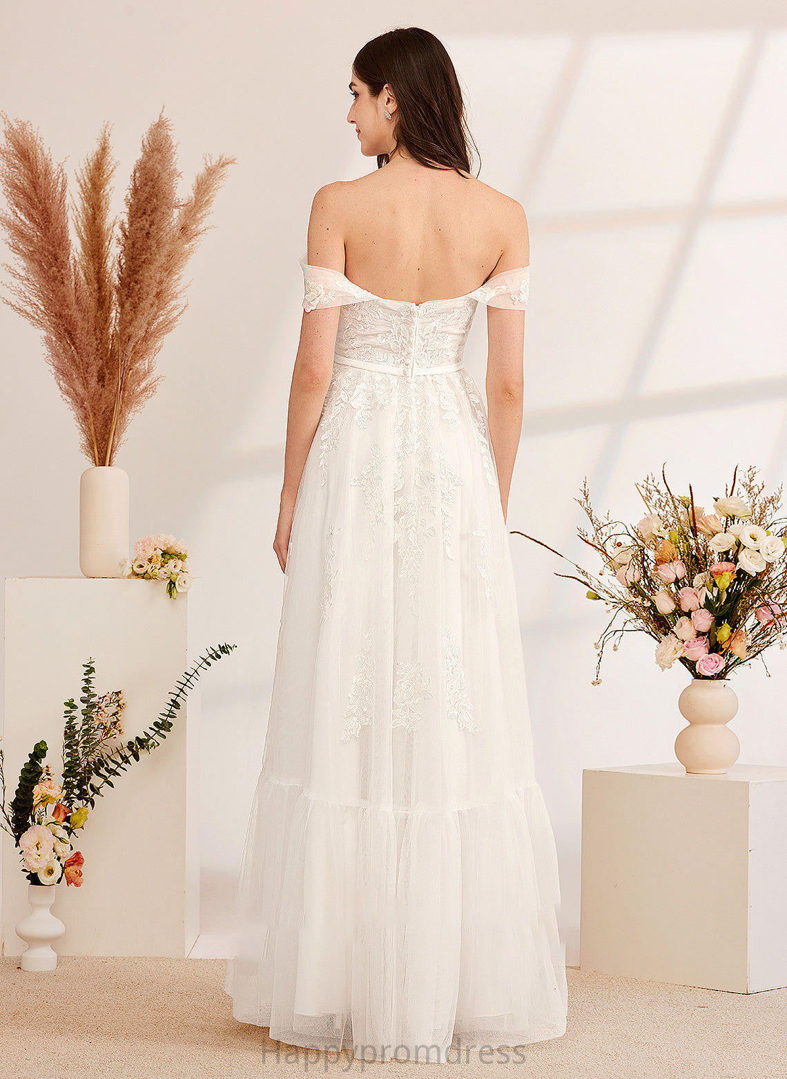 Wedding Dresses Floor-Length Off-the-Shoulder A-Line With Brianna Wedding Sequins Beading Dress