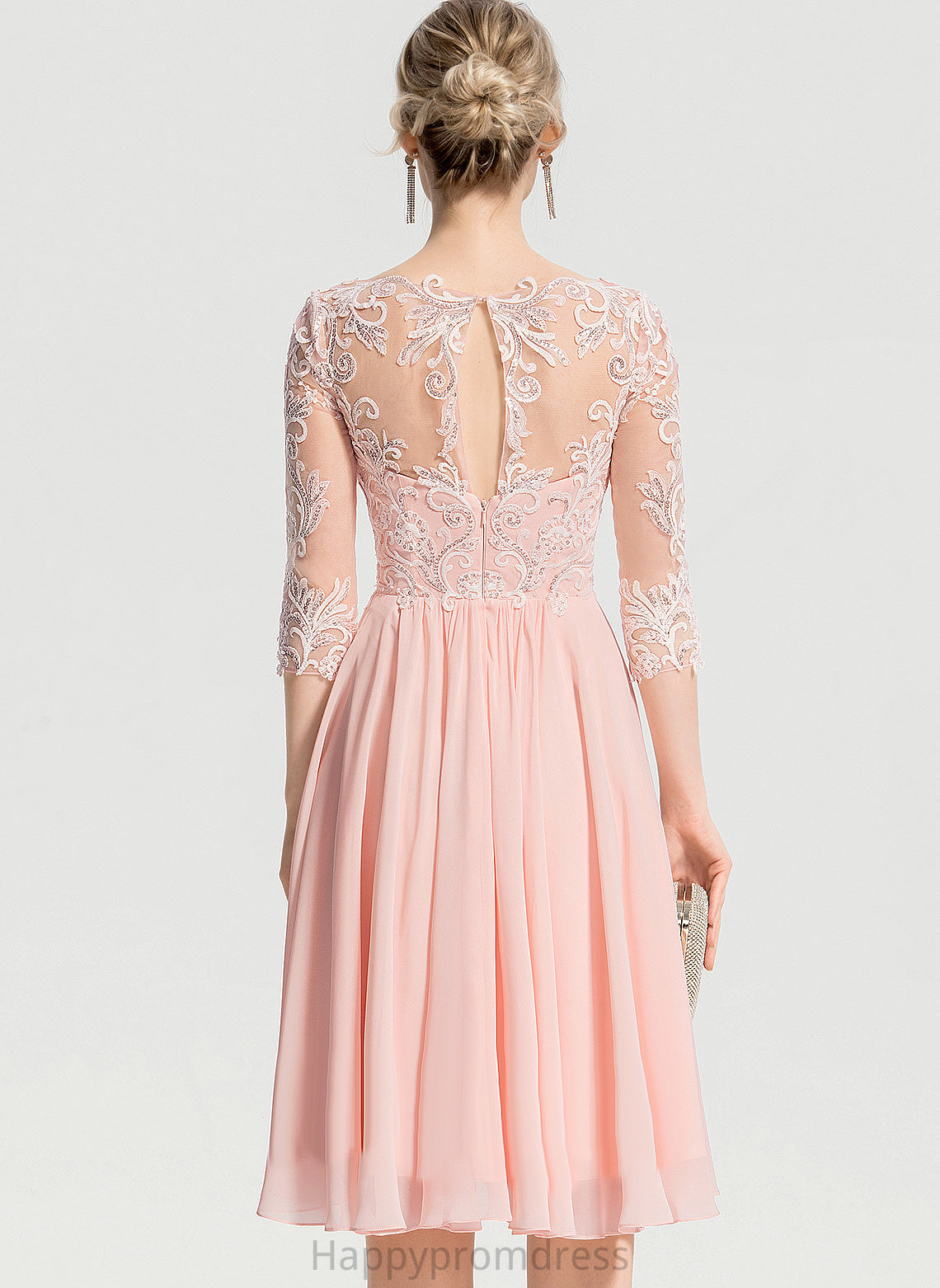 Zara Knee-Length V-neck Beading Lace With A-Line Dress Cocktail Chiffon Cocktail Dresses