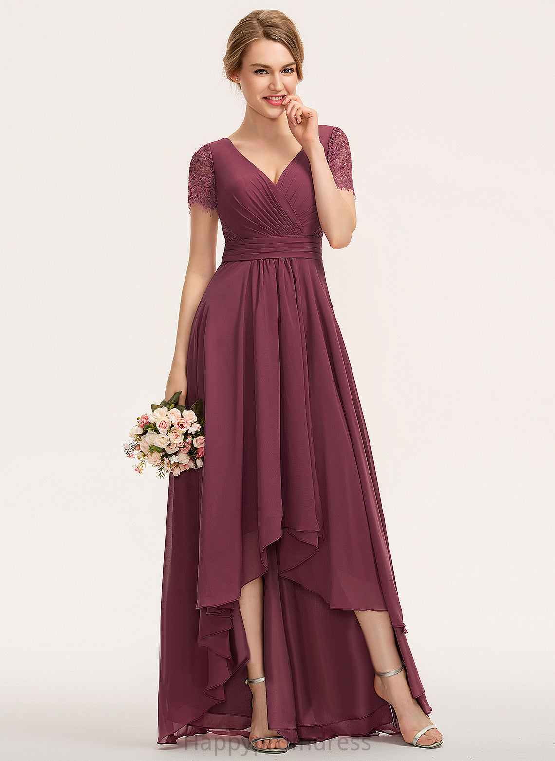 V-neck A-Line Embellishment Length Neckline Asymmetrical Fabric Pleated Silhouette Finley A-Line/Princess Scoop Bridesmaid Dresses