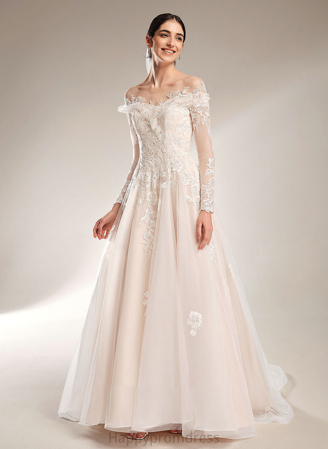 With Court Off-the-Shoulder Train Ball-Gown/Princess Wedding Wedding Dresses Nathaly Dress Sequins