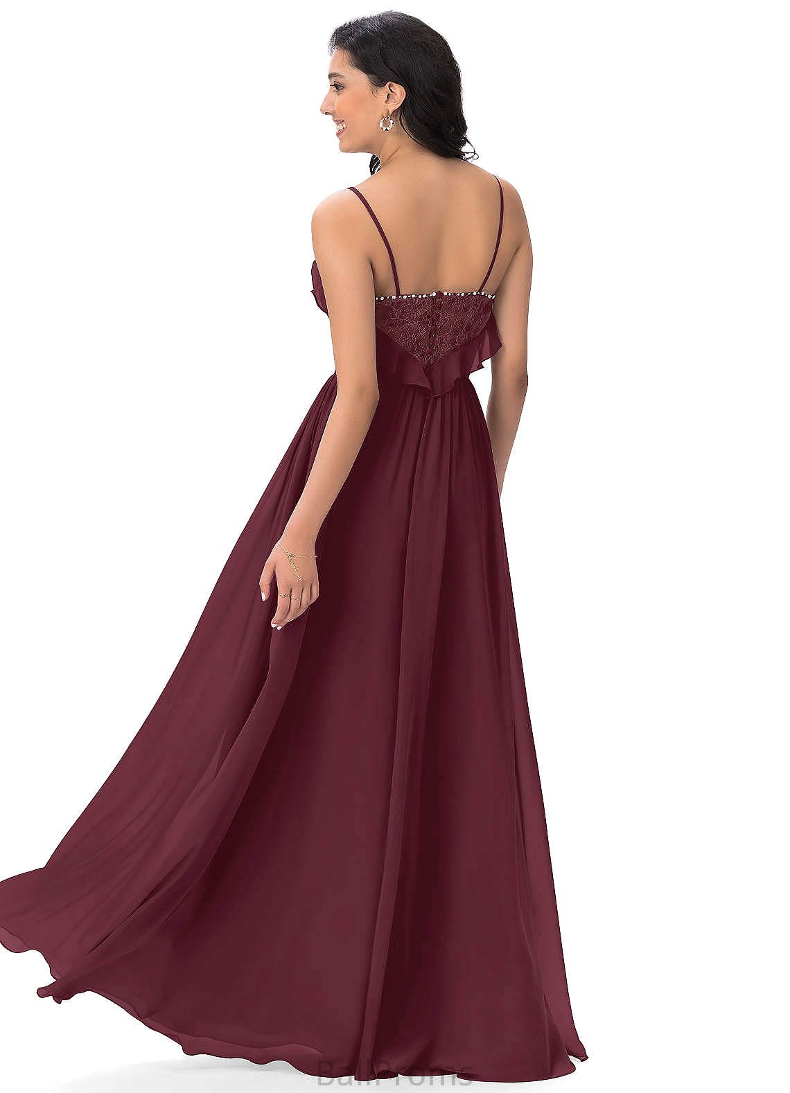 Una Sleeveless Spaghetti Staps A-Line/Princess Floor Length Natural Waist Bridesmaid Dresses