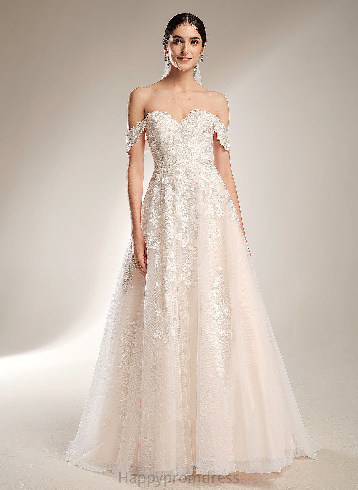 Wedding Dresses Train Chapel Taylor Tulle Ball-Gown/Princess Dress Off-the-Shoulder Lace Wedding