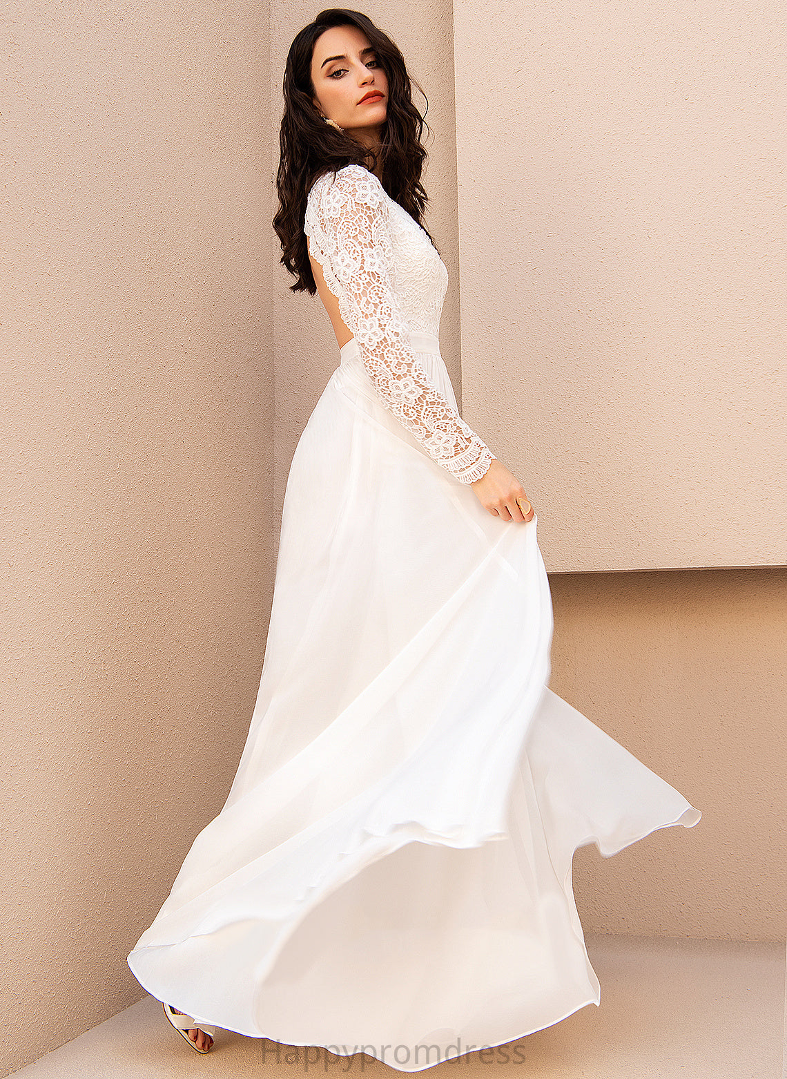 Wedding Isabella Floor-Length Wedding Dresses Chiffon Dress A-Line V-neck