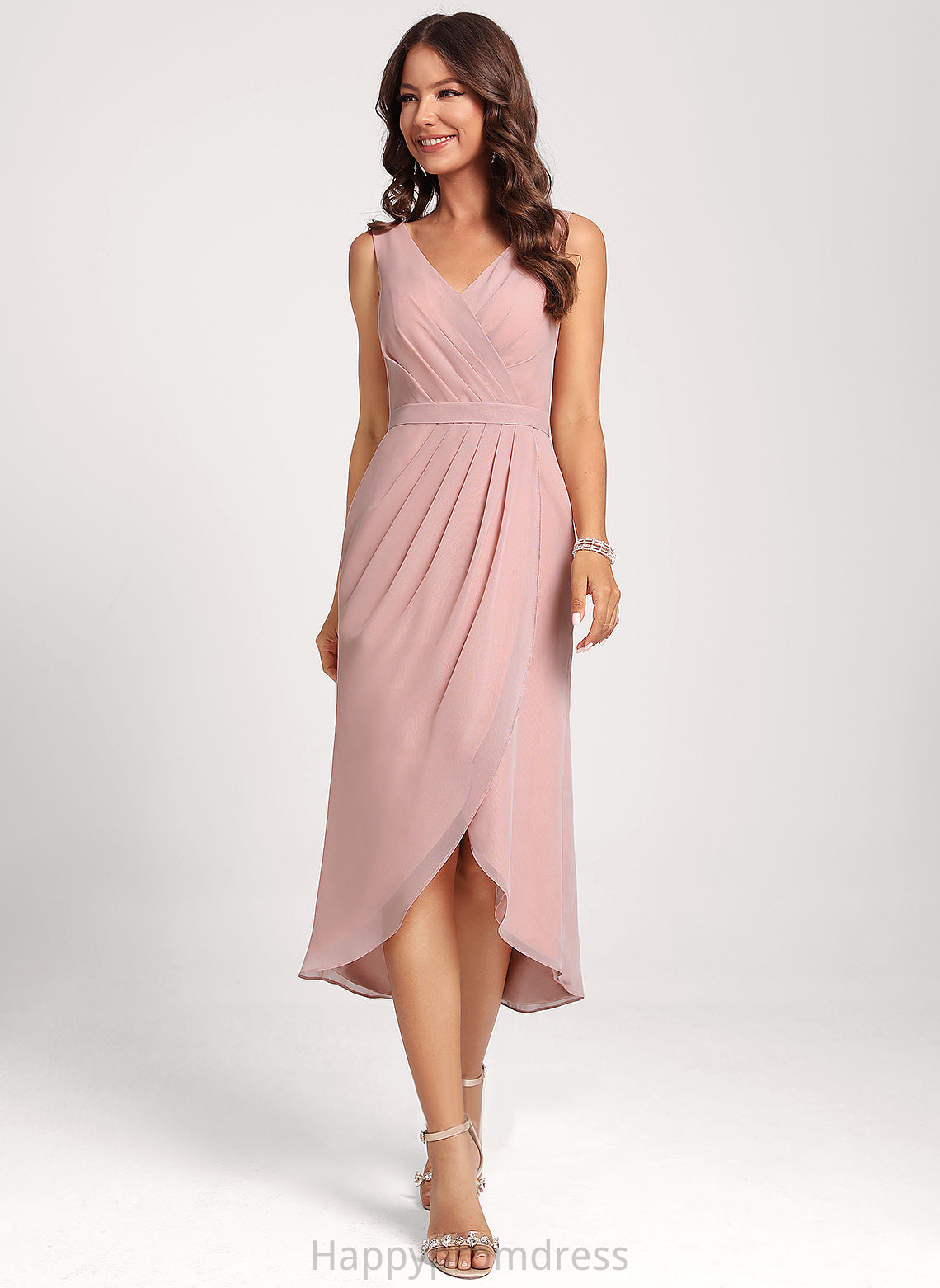 Club Dresses Cocktail Asymmetrical Chiffon Dress V-neck Rosie Sheath/Column