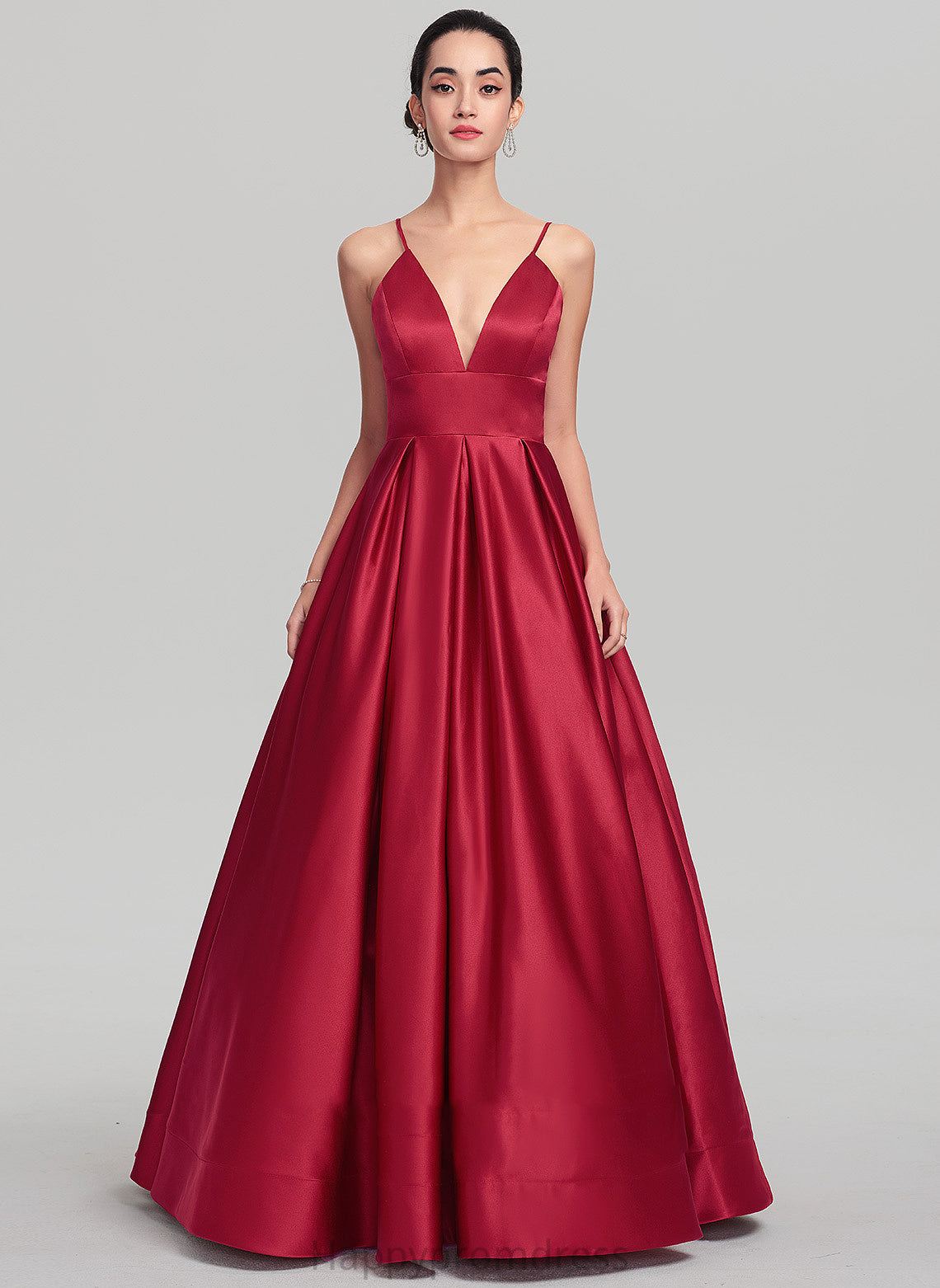 Prom Dresses V-neck Floor-Length Neveah Satin Ball-Gown/Princess