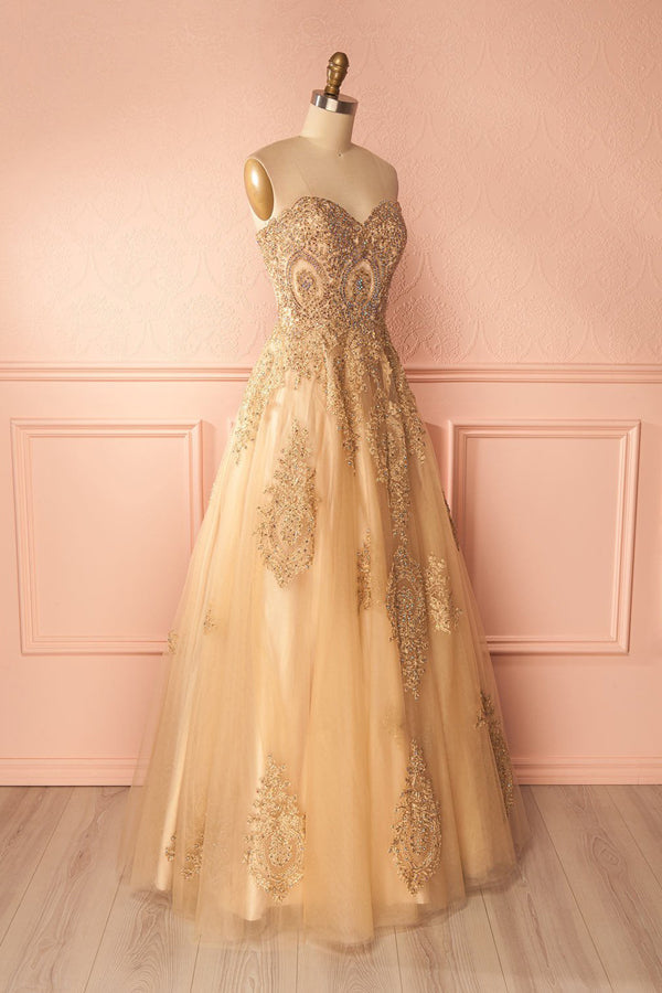 Vintage A Line Floor Length Sweetheart Sleeveless Beading Long Prom Dresses