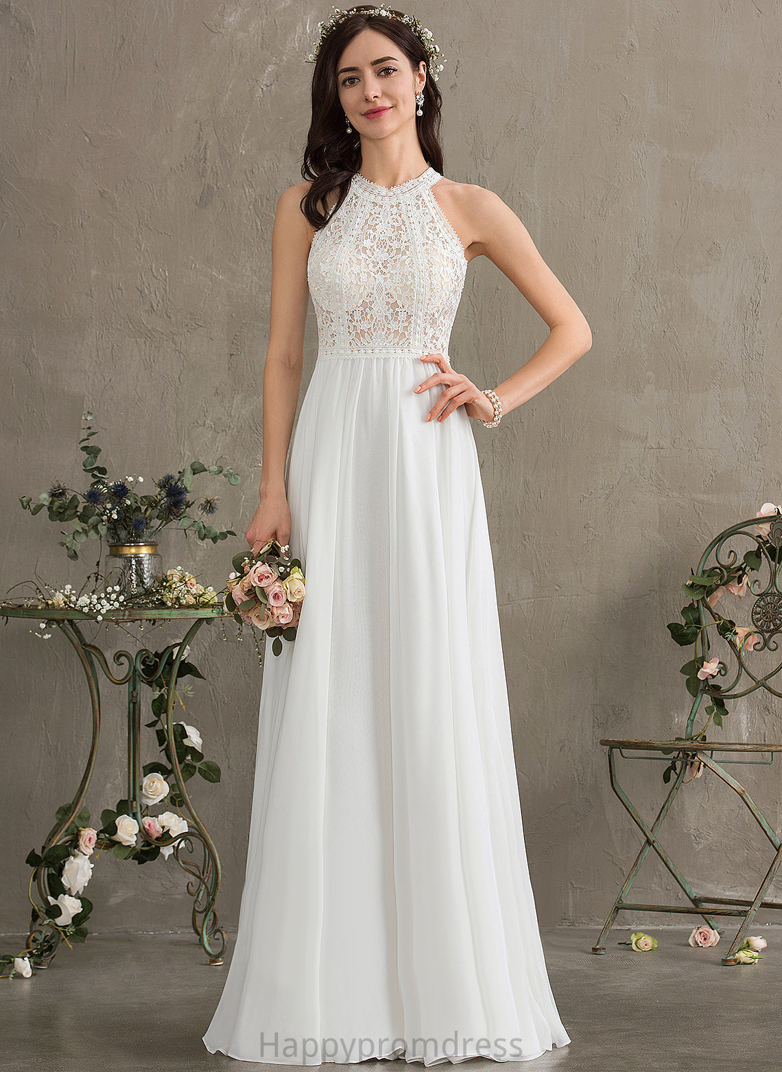 Wedding Chiffon Wedding Dresses Maria Floor-Length A-Line Lace Dress