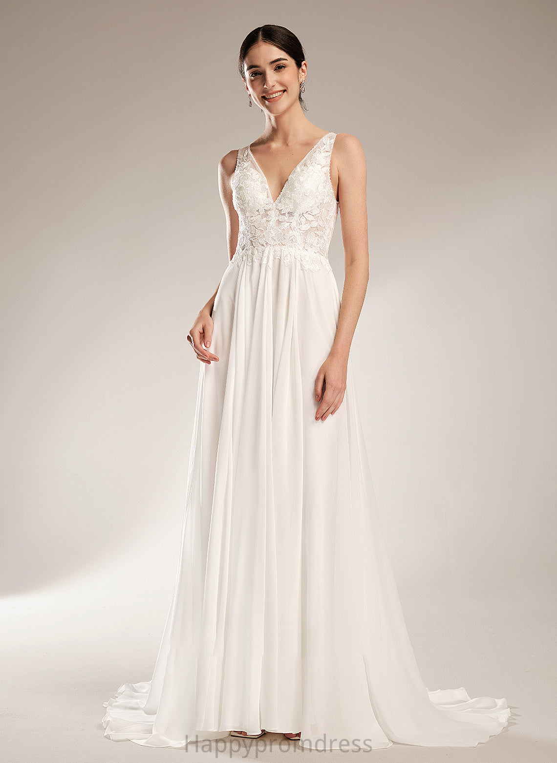 V-neck Beading Dress Wedding Jaidyn Train A-Line Wedding Dresses With Court Sequins