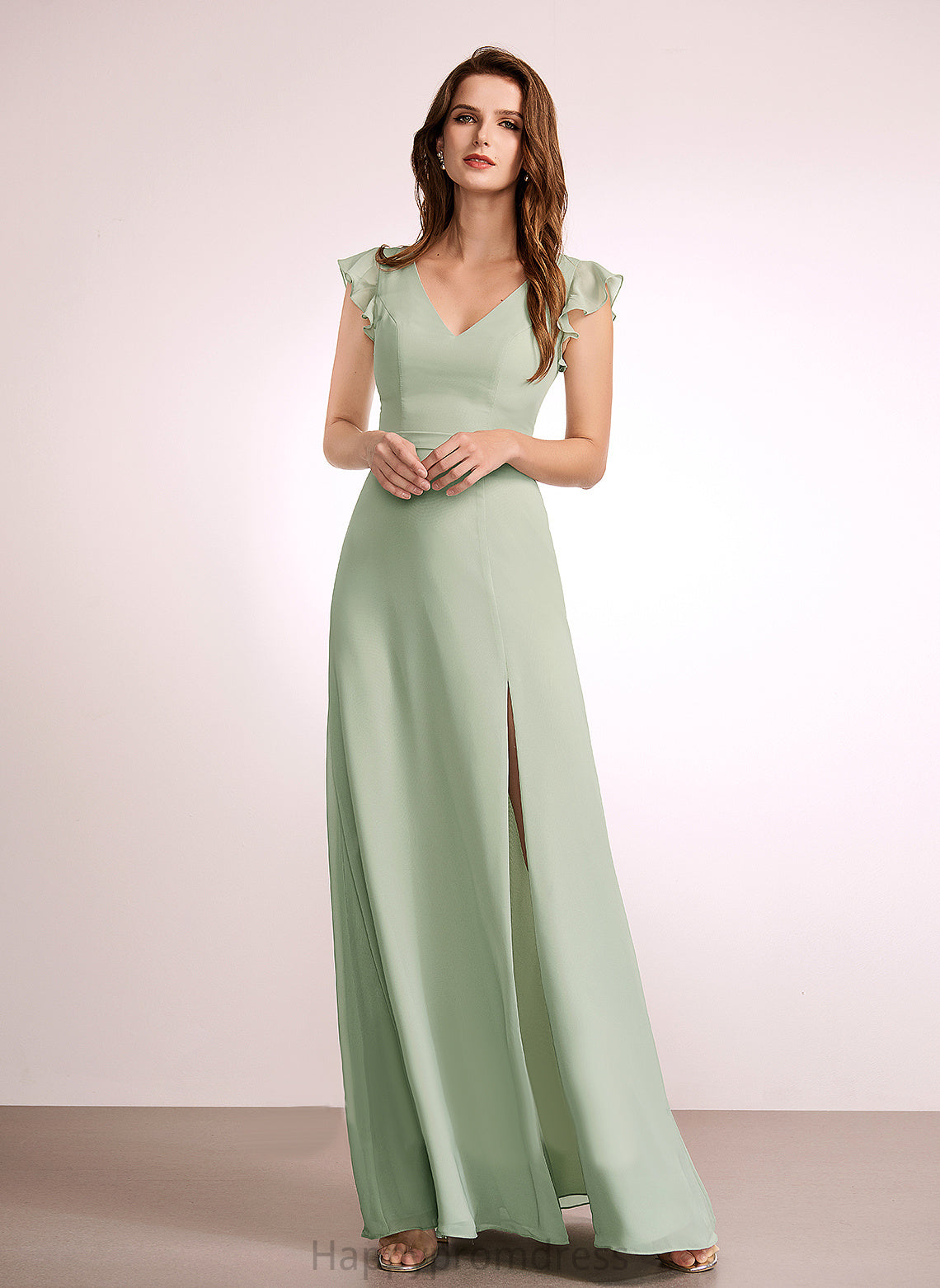 V-neck Floor-Length SplitFront Embellishment A-Line Neckline Fabric Silhouette Length Erica Floor Length Sleeveless Bridesmaid Dresses