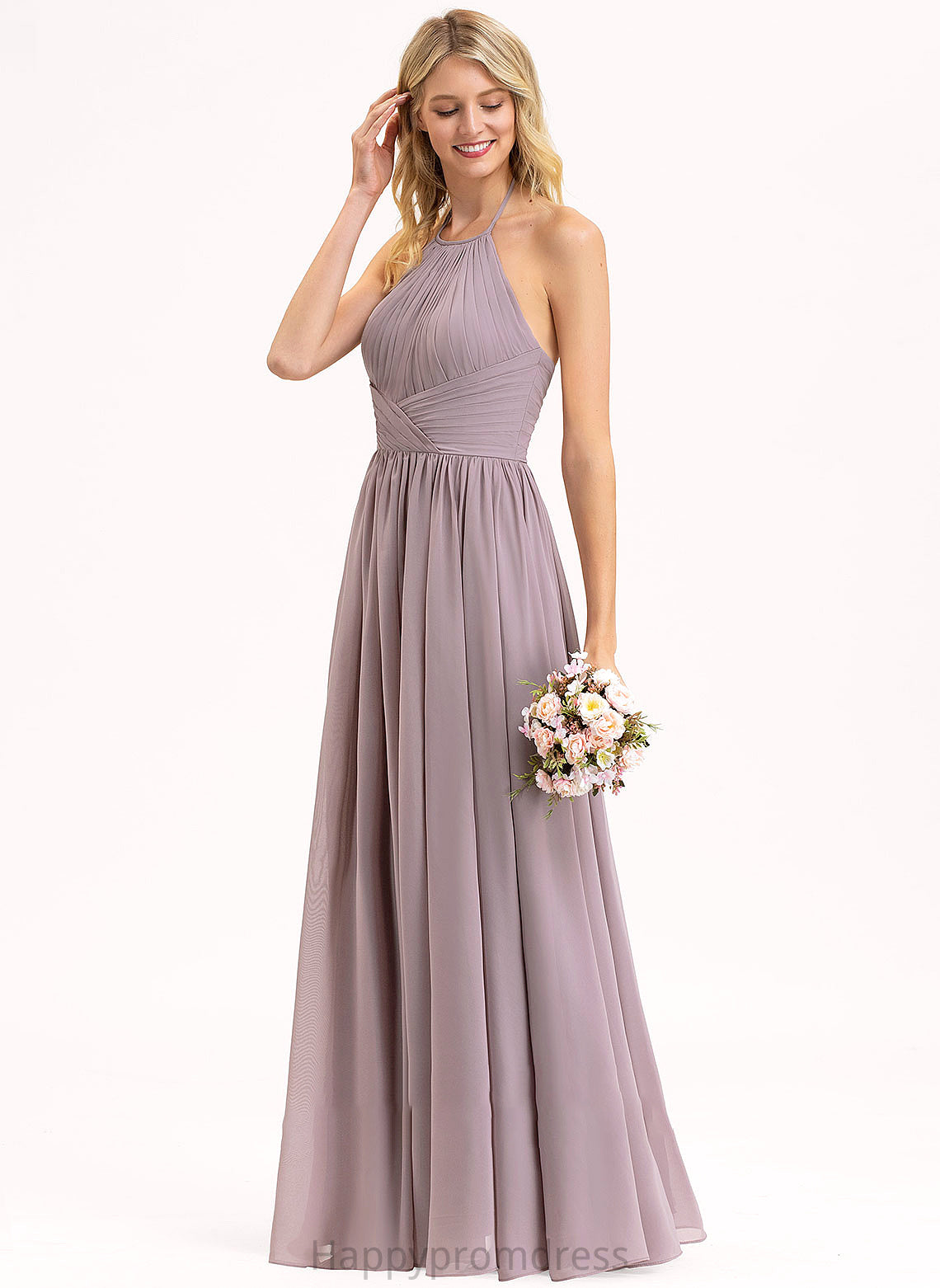 Length Floor-Length Silhouette Neckline Fabric Embellishment Ruffle Bow(s) Halter Empire Bella Spaghetti Staps Bridesmaid Dresses