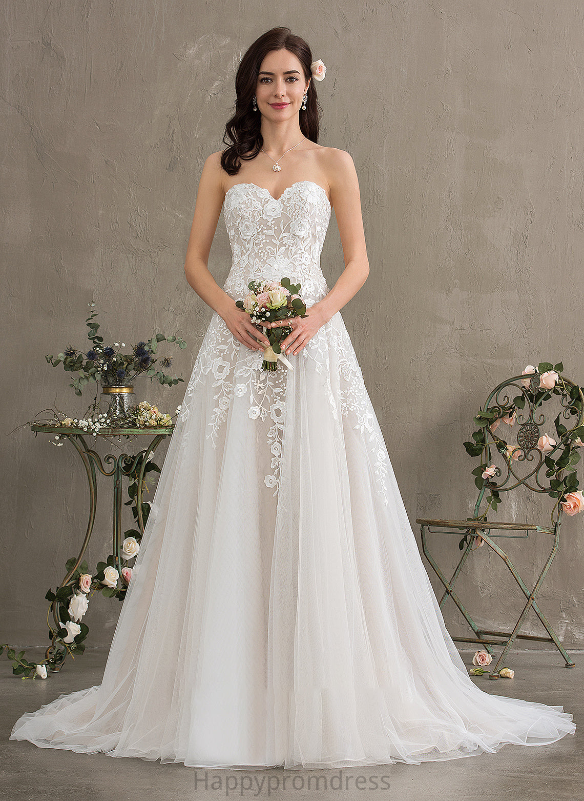 Court Wedding Ball-Gown/Princess Wedding Dresses Train Sweetheart Dress Kaylynn Tulle