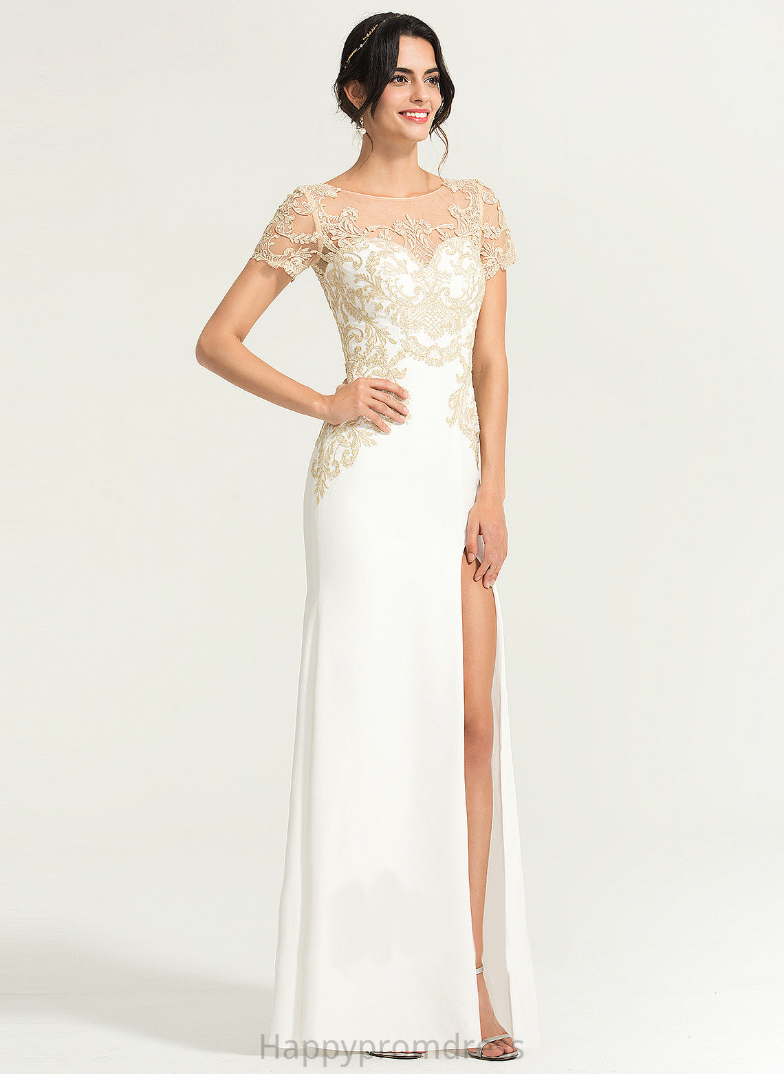 Wedding Crepe Dress Lace Stretch Sheath/Column Wedding Dresses Amari Scoop Floor-Length