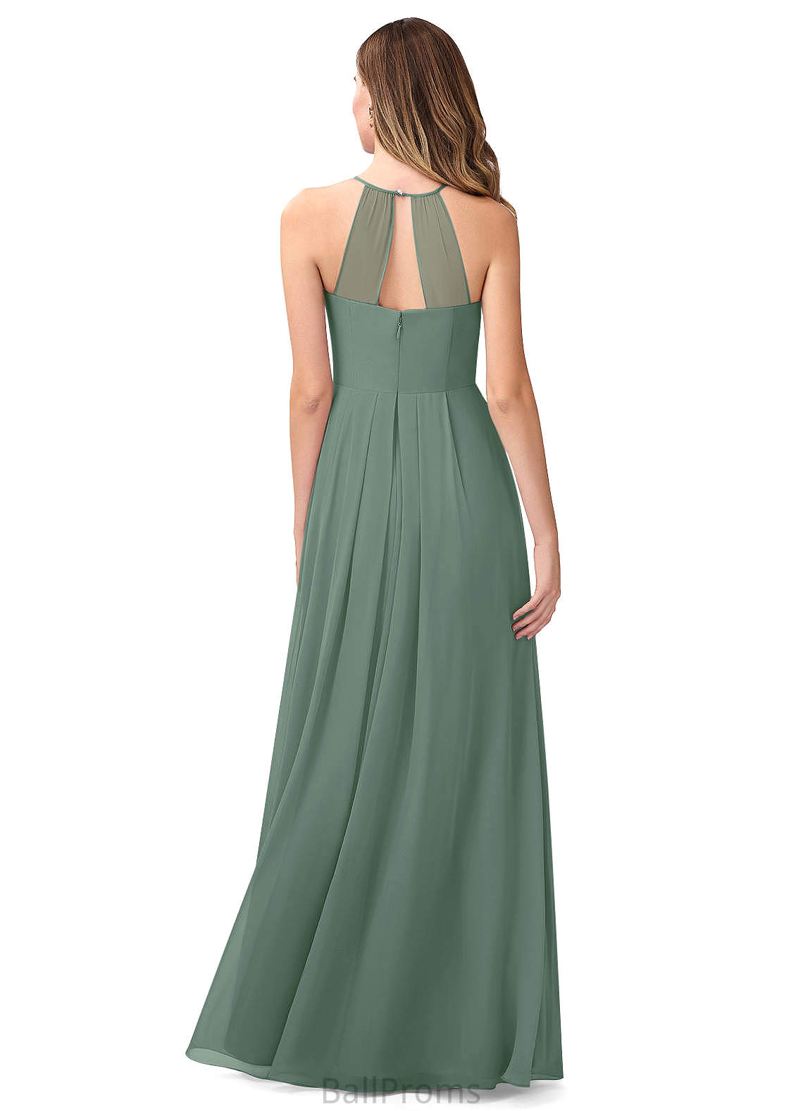 Val One Shoulder Sleeveless Natural Waist Floor Length A-Line/Princess Bridesmaid Dresses