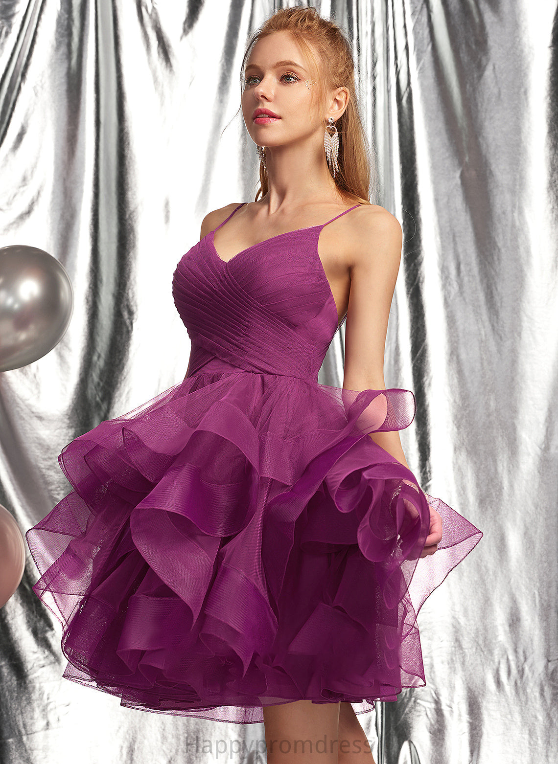 V-neck Short/Mini Prom Dresses Tulle Natalia Ball-Gown/Princess