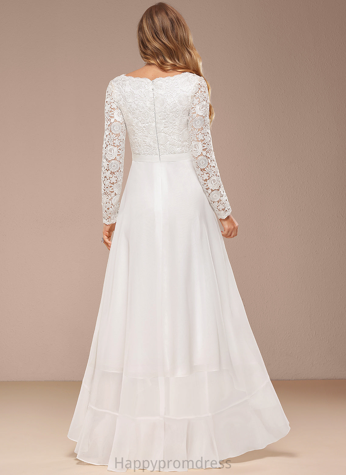 Chiffon Reagan Dress V-neck Wedding Dresses A-Line Lace Wedding Asymmetrical