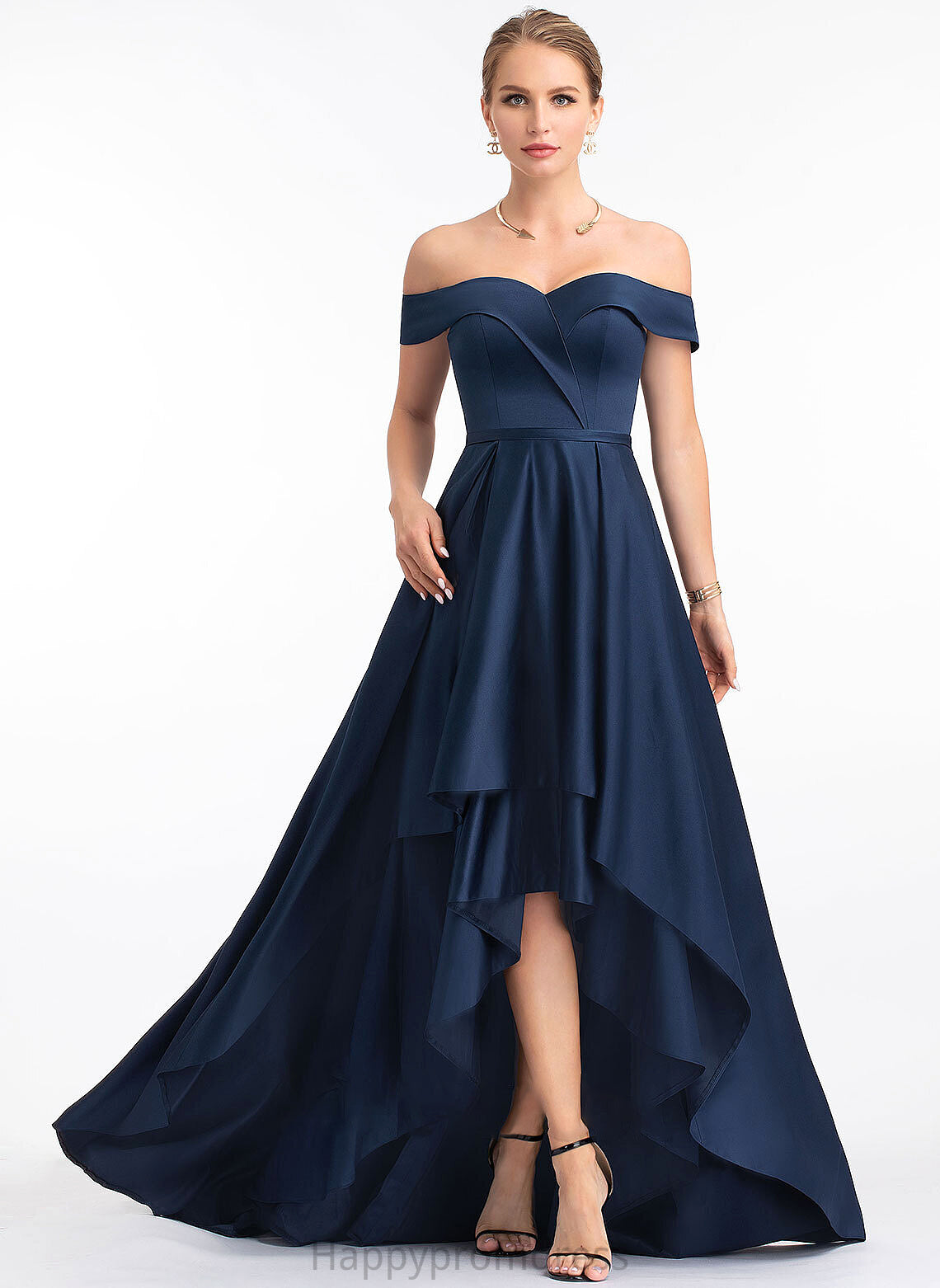 Prom Dresses Asymmetrical Satin Ball-Gown/Princess Courtney Off-the-Shoulder