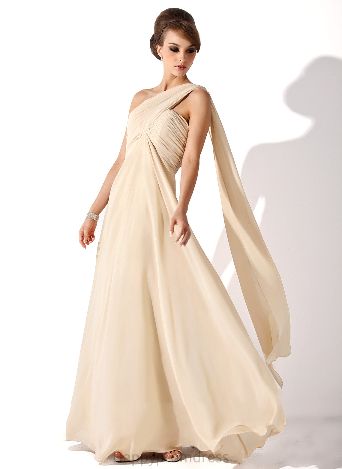 Mother of the Bride Dresses With Chiffon Floor-Length Mother the Dress Empire Bride Ruffle of Brisa One-Shoulder