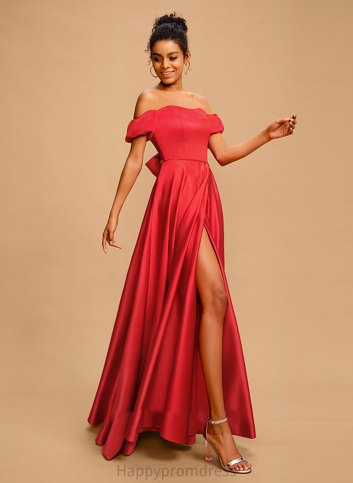 Sweetheart Off-the-Shoulder With Prom Dresses Satin Ball-Gown/Princess Bow(s) Floor-Length Kassandra