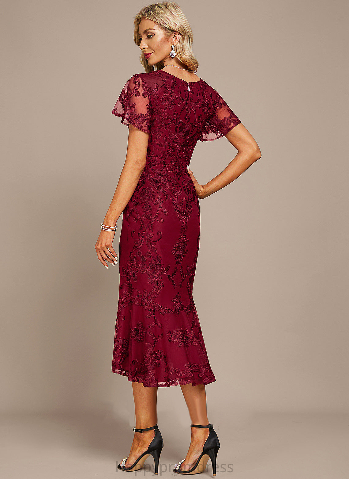 Asymmetrical Trumpet/Mermaid Olga Lace V-neck Dress Cocktail Dresses Cocktail