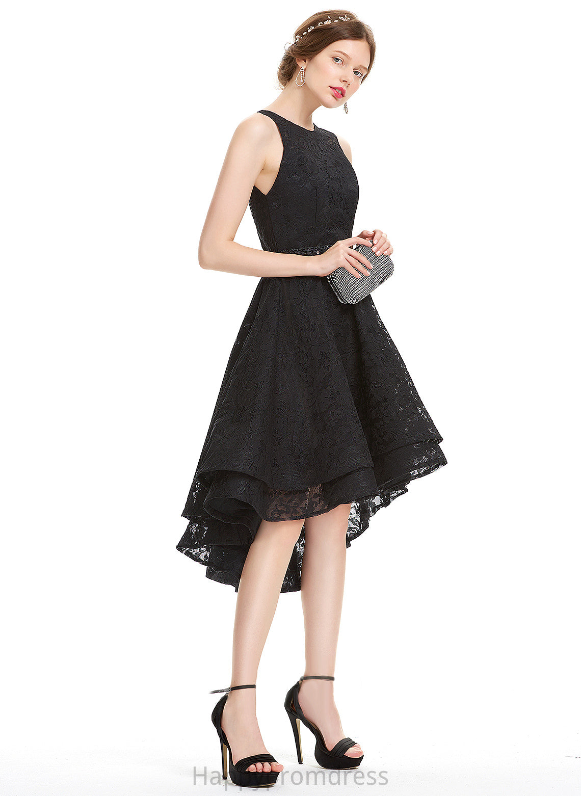 Homecoming Neck Scoop Homecoming Dresses Lace A-Line With Asymmetrical Beading Jaidyn Lace Dress