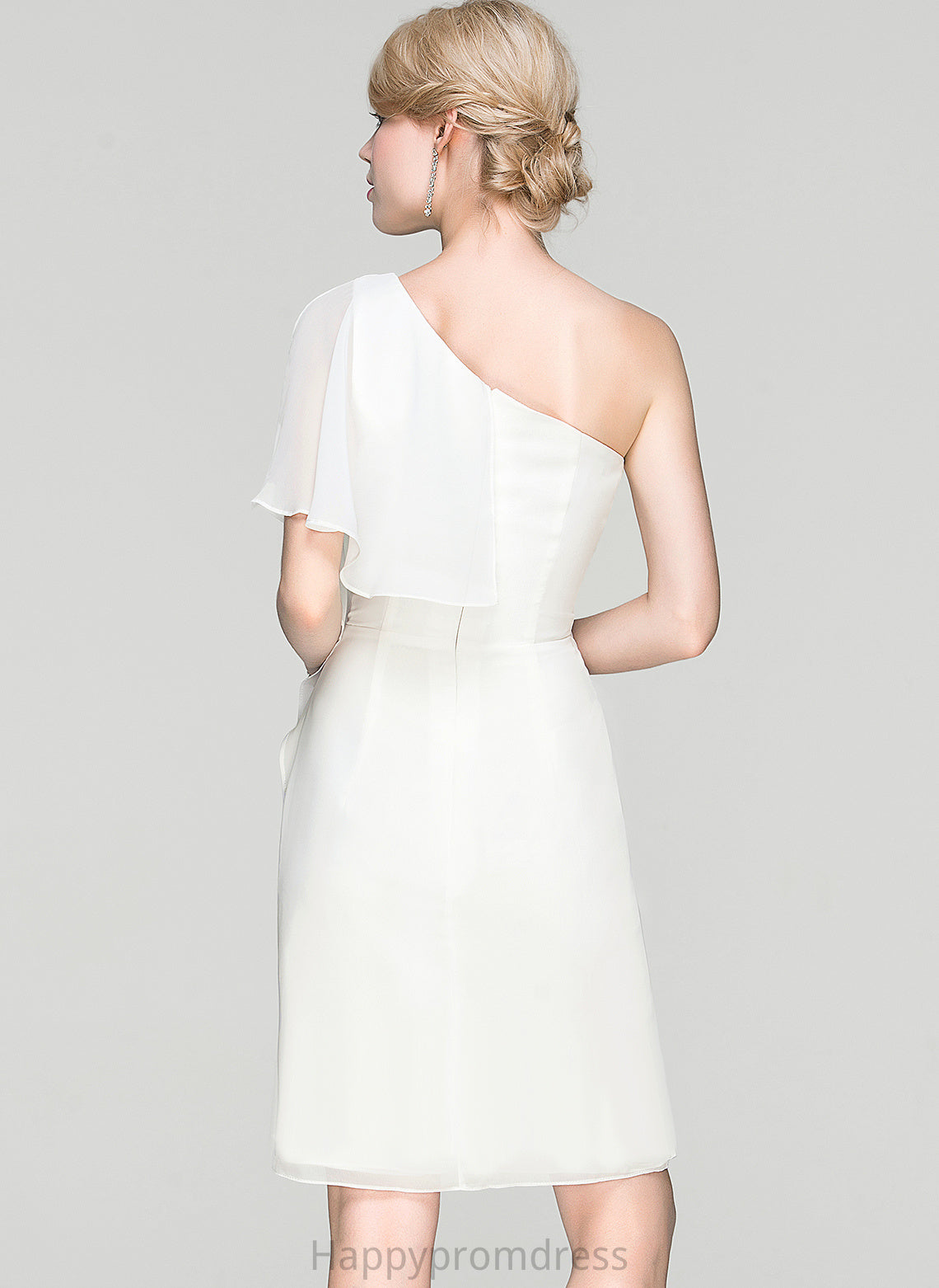 One-Shoulder Adison Dress With Chiffon Cocktail Ruffle Knee-Length Sheath/Column Cocktail Dresses