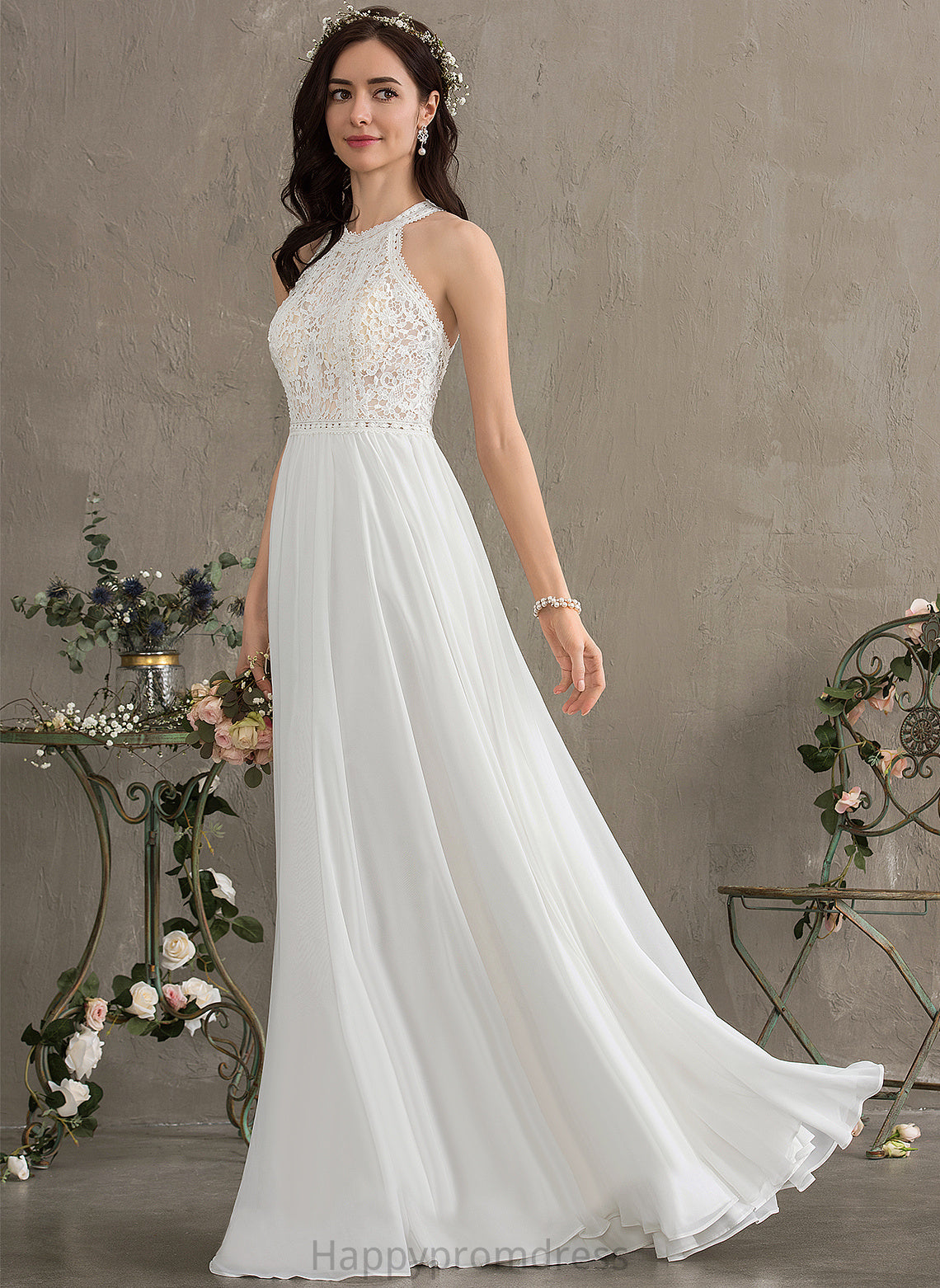 Wedding Chiffon Wedding Dresses Maria Floor-Length A-Line Lace Dress