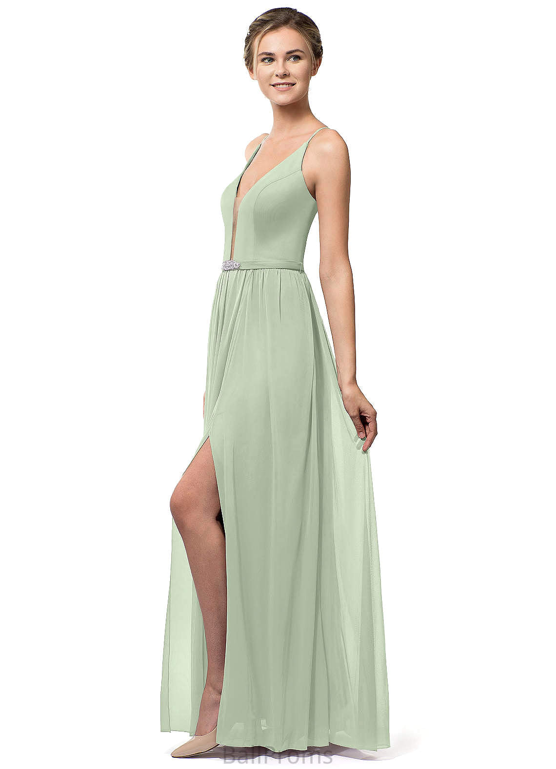 Yvonne V-Neck A-Line/Princess Sleeveless Natural Waist Floor Length Bridesmaid Dresses