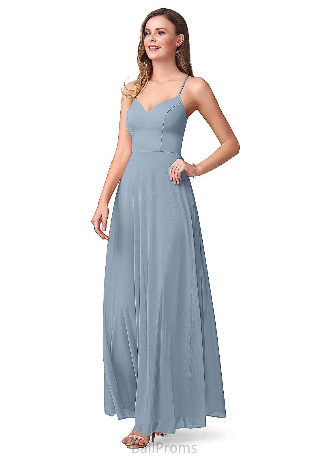 Yasmin Empire Waist Sleeveless A-Line/Princess Floor Length V-Neck Bridesmaid Dresses