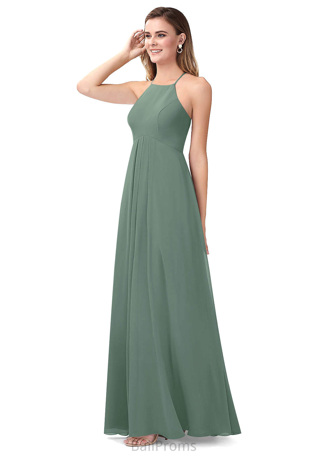 Val One Shoulder Sleeveless Natural Waist Floor Length A-Line/Princess Bridesmaid Dresses