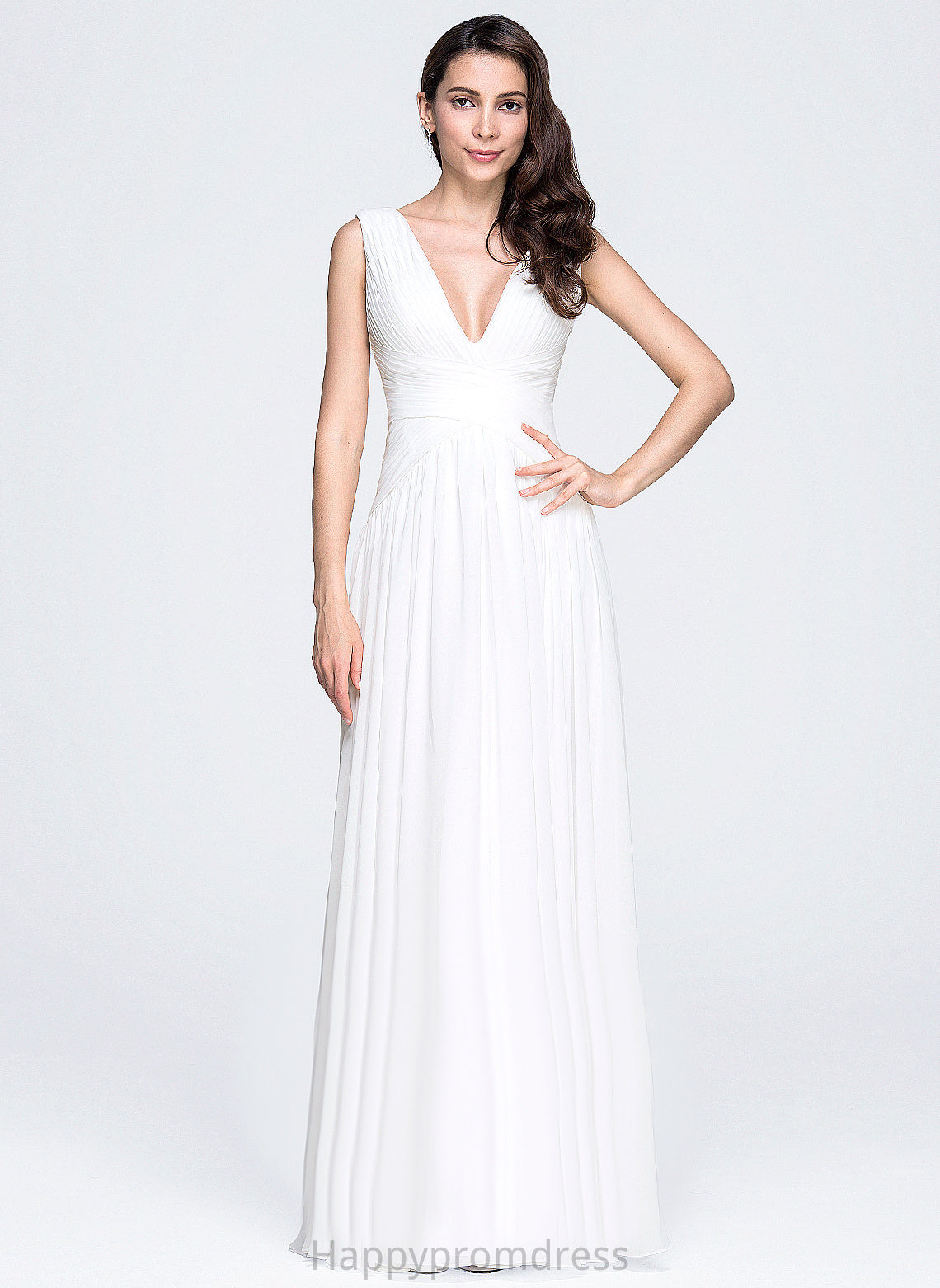 Wedding Dresses Dress With Pleated V-neck Floor-Length Chiffon Wedding Londyn A-Line