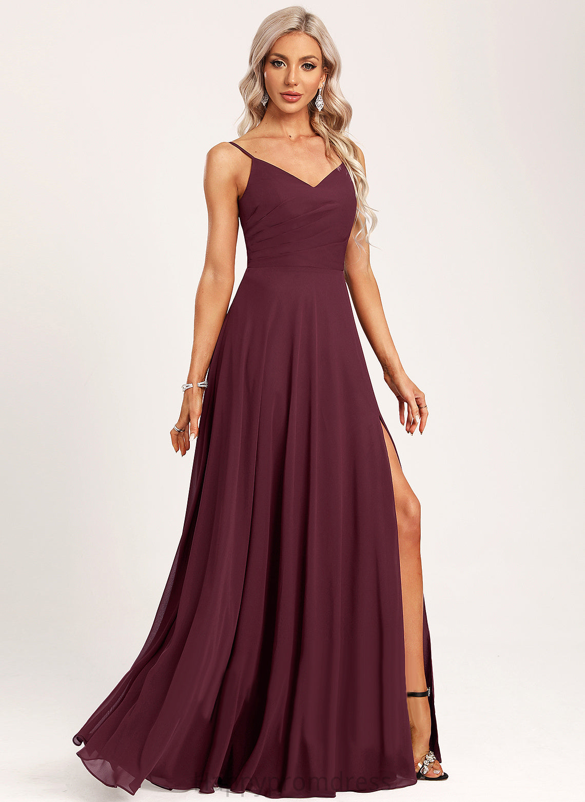 V-neck Floor-Length Fabric Neckline Straps&Sleeves A-Line Length Silhouette Lailah A-Line/Princess Floor Length Empire Waist Bridesmaid Dresses