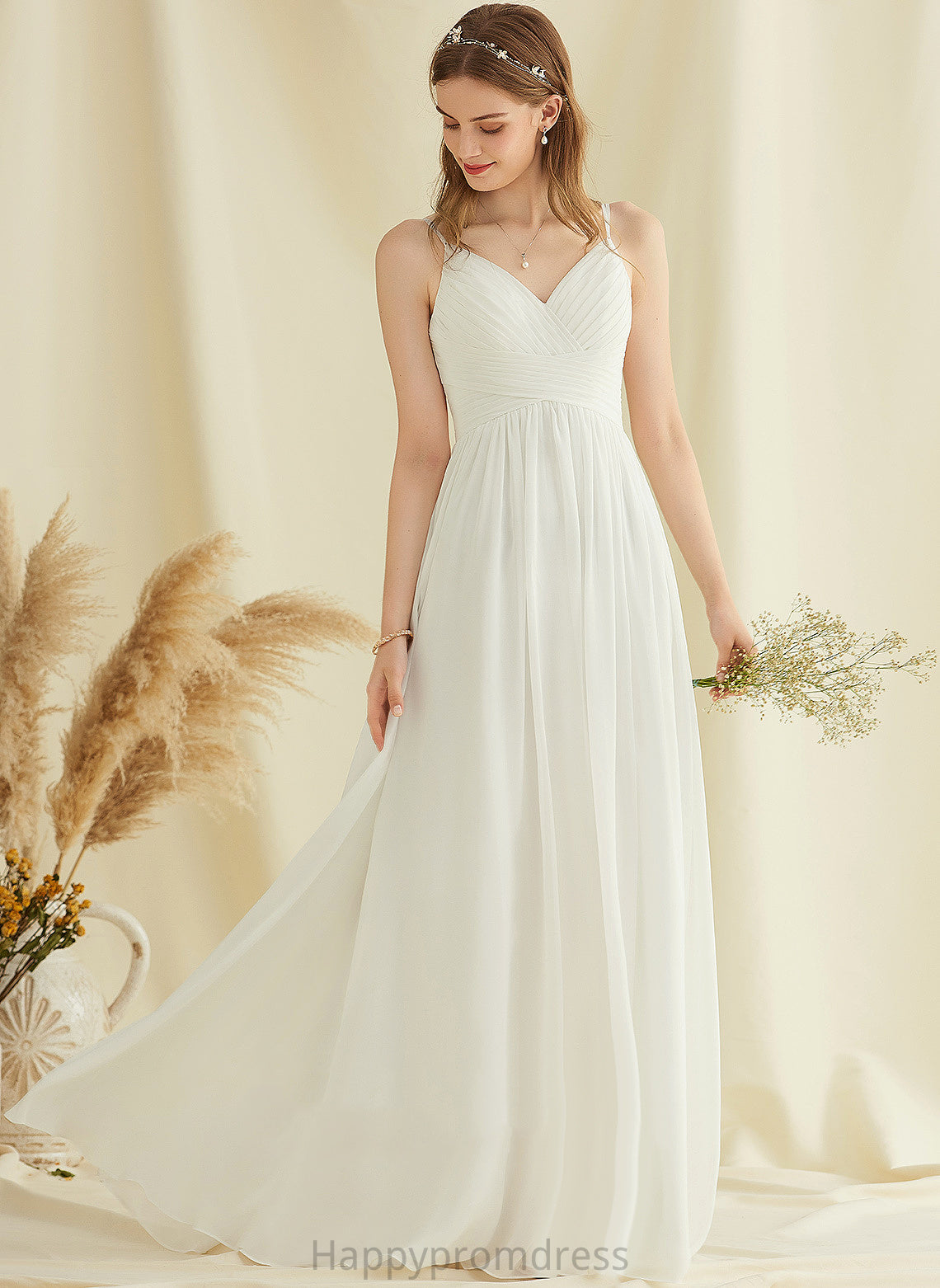 Wedding Floor-Length Wedding Dresses Dress Beatrice V-neck Chiffon A-Line