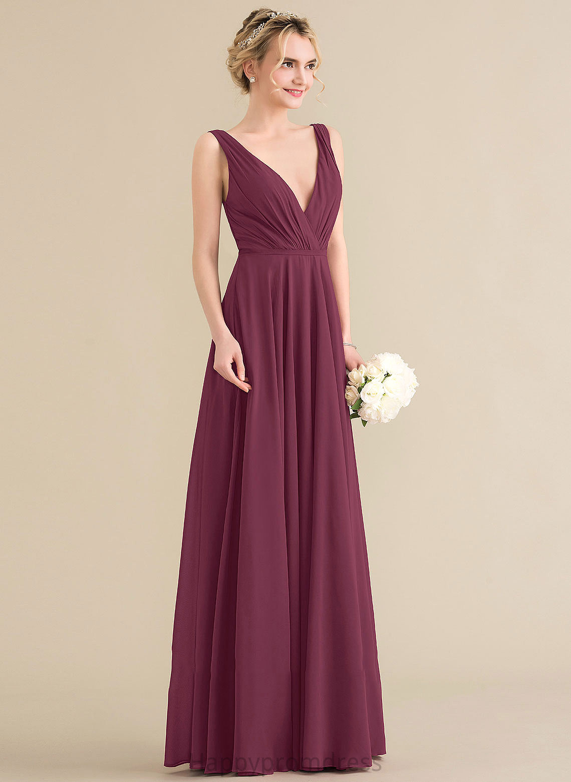 Ruffle A-Line Length Neckline Embellishment V-neck Silhouette Fabric Floor-Length Aubrey Floor Length Spaghetti Staps Bridesmaid Dresses