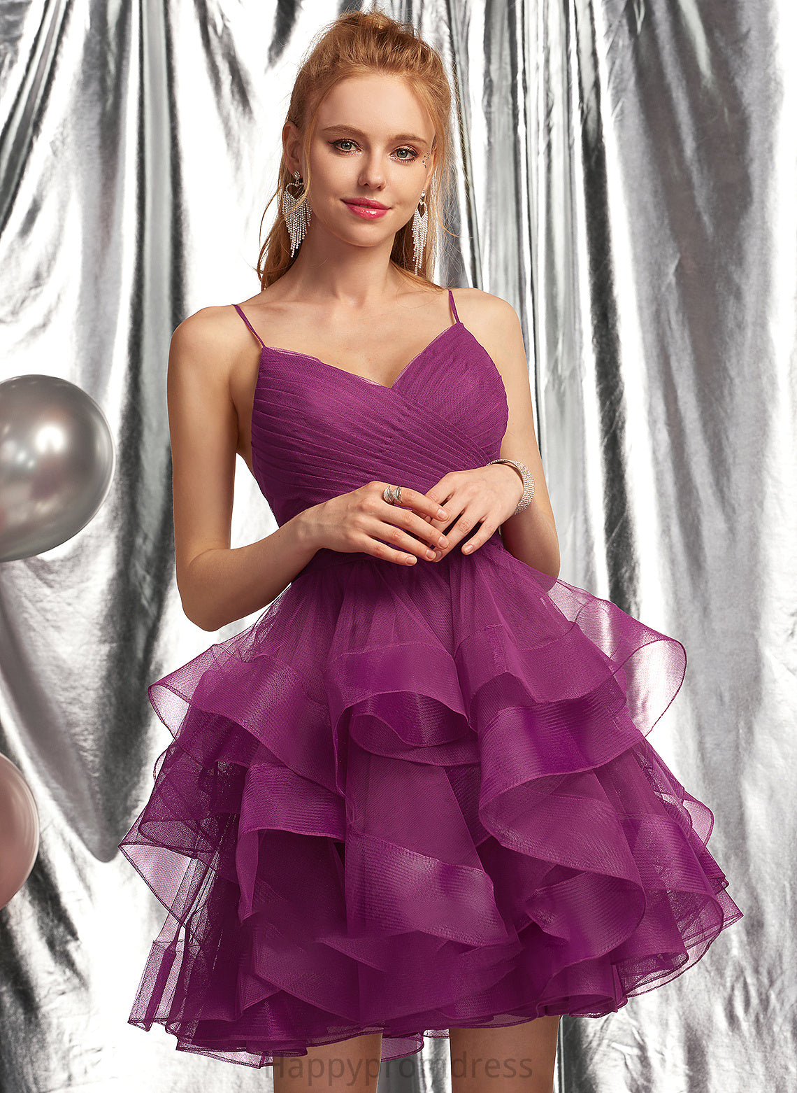 V-neck Short/Mini Prom Dresses Tulle Natalia Ball-Gown/Princess