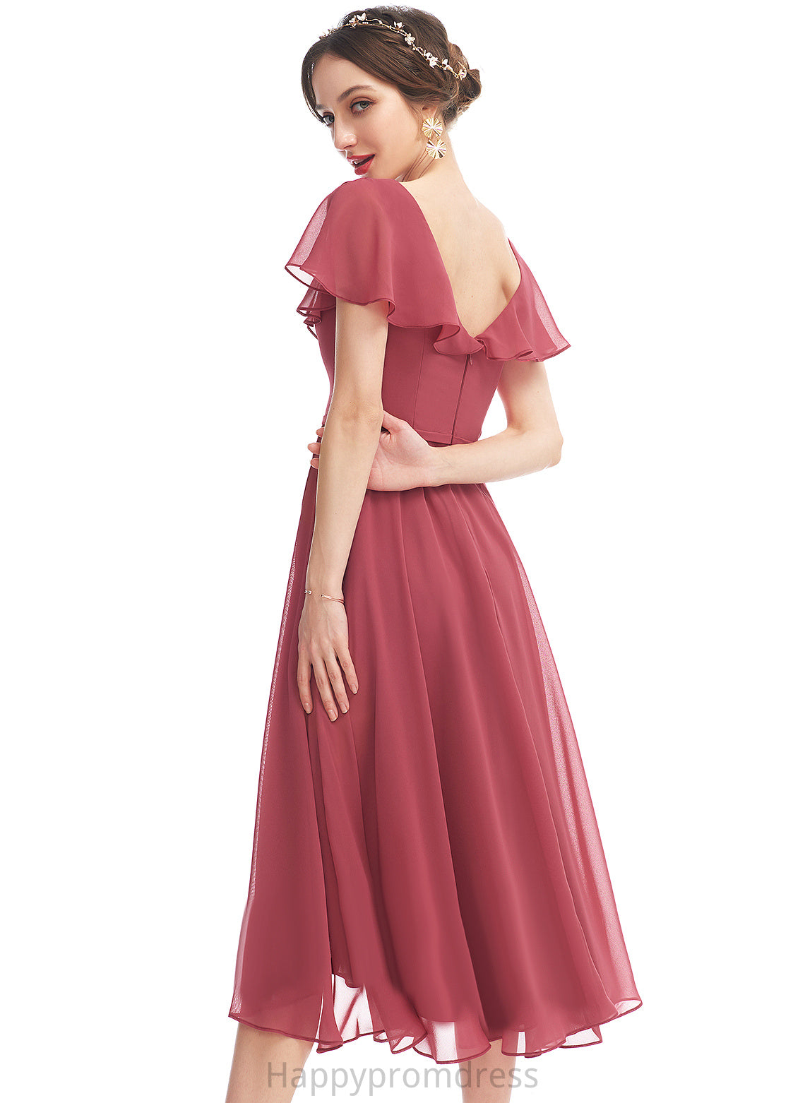 Embellishment Neckline Asymmetrical V-neck Length A-Line Fabric Silhouette Ruffle Dulce A-Line/Princess Floor Length Bridesmaid Dresses