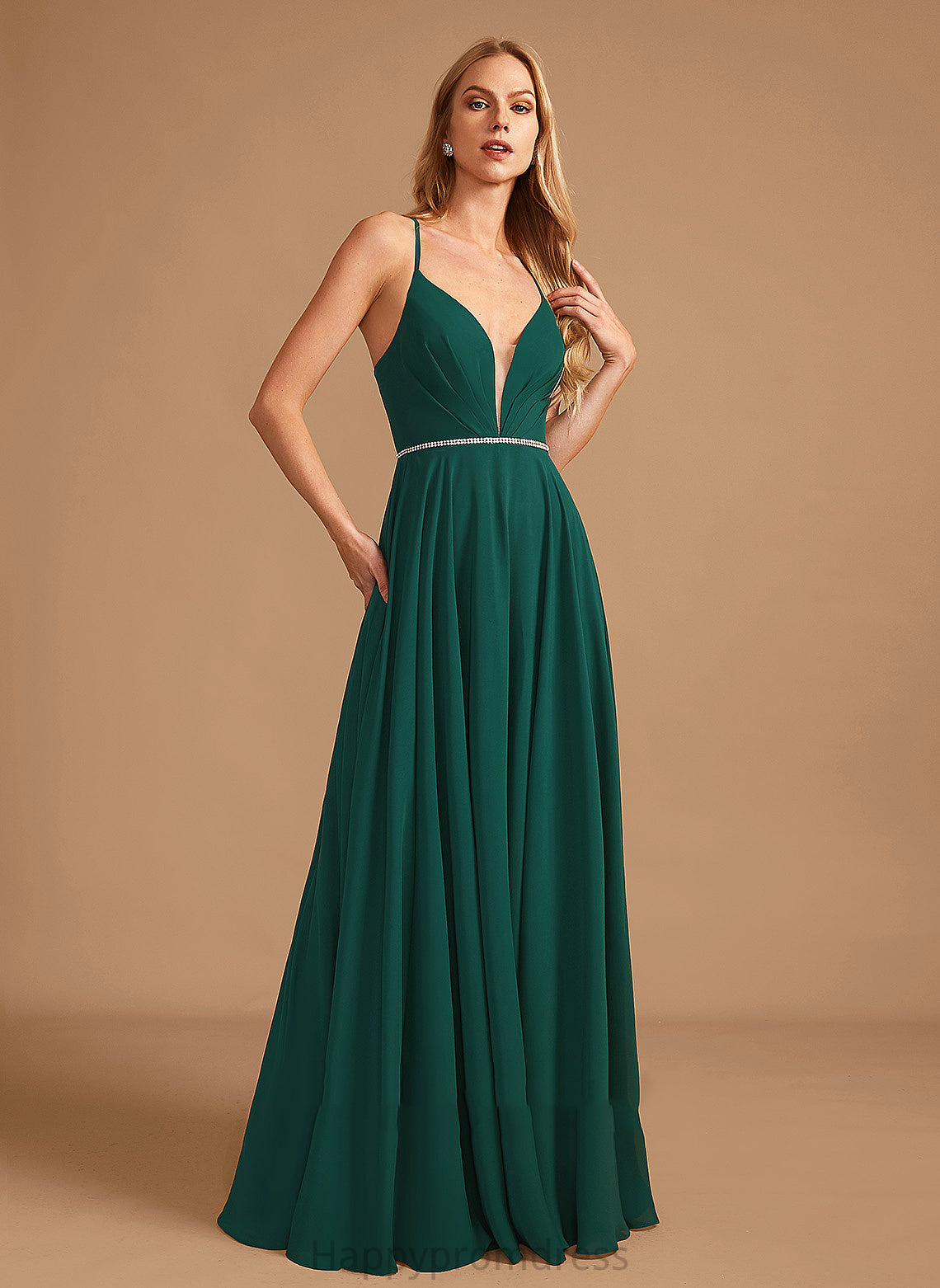 V-neck Floor-Length Fabric Beading Embellishment Silhouette Neckline Length A-Line Ariel Trumpet/Mermaid One Shoulder Bridesmaid Dresses