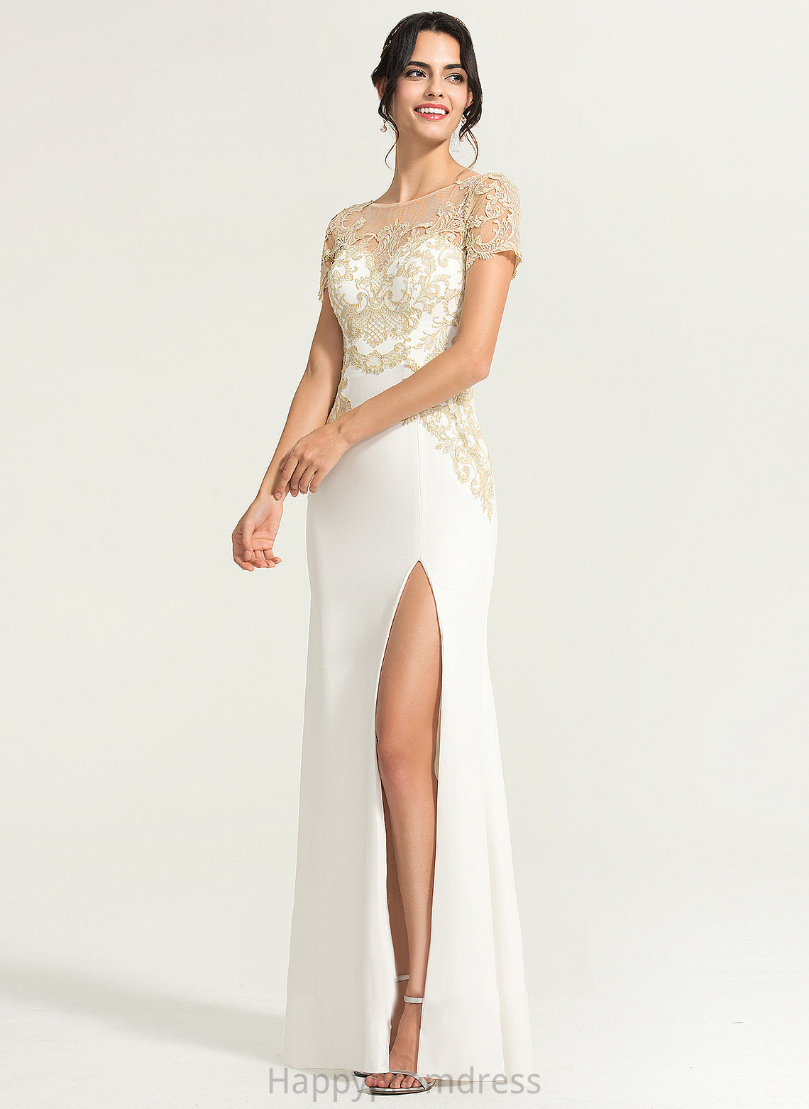 Wedding Crepe Dress Lace Stretch Sheath/Column Wedding Dresses Amari Scoop Floor-Length