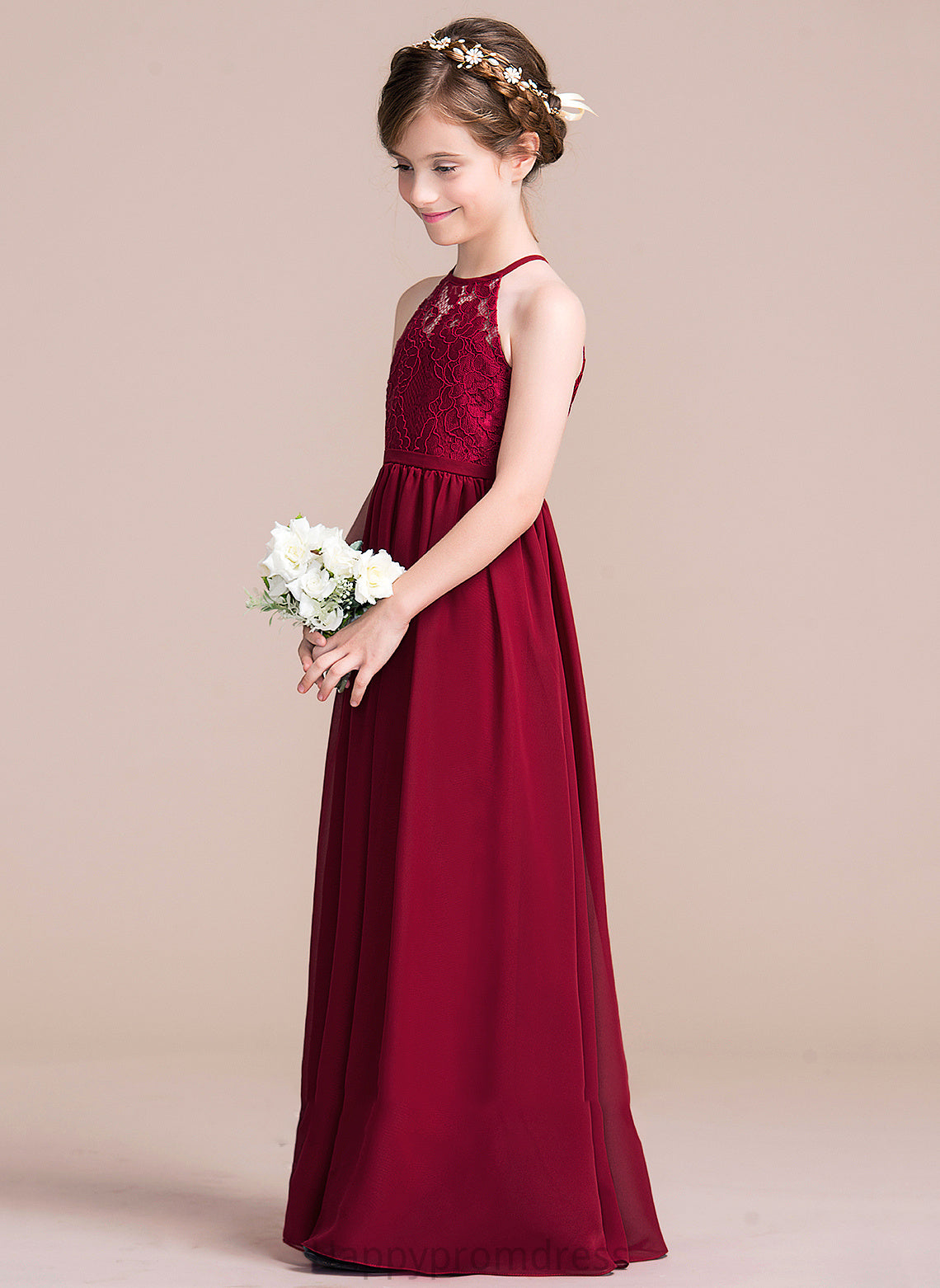 Chiffon Floor-Length Scoop Nora A-Line Neck Junior Bridesmaid Dresses