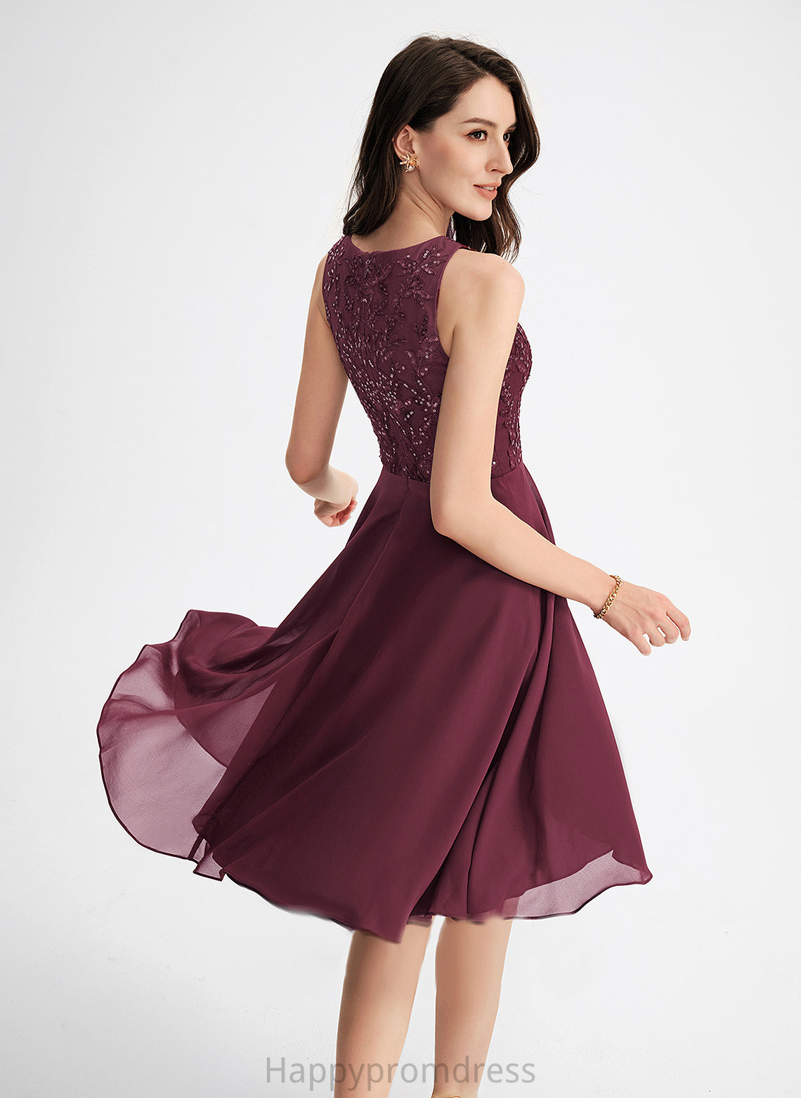 Lace Homecoming A-Line Homecoming Dresses With Neck Dress Scoop Chiffon Jode Asymmetrical Sequins