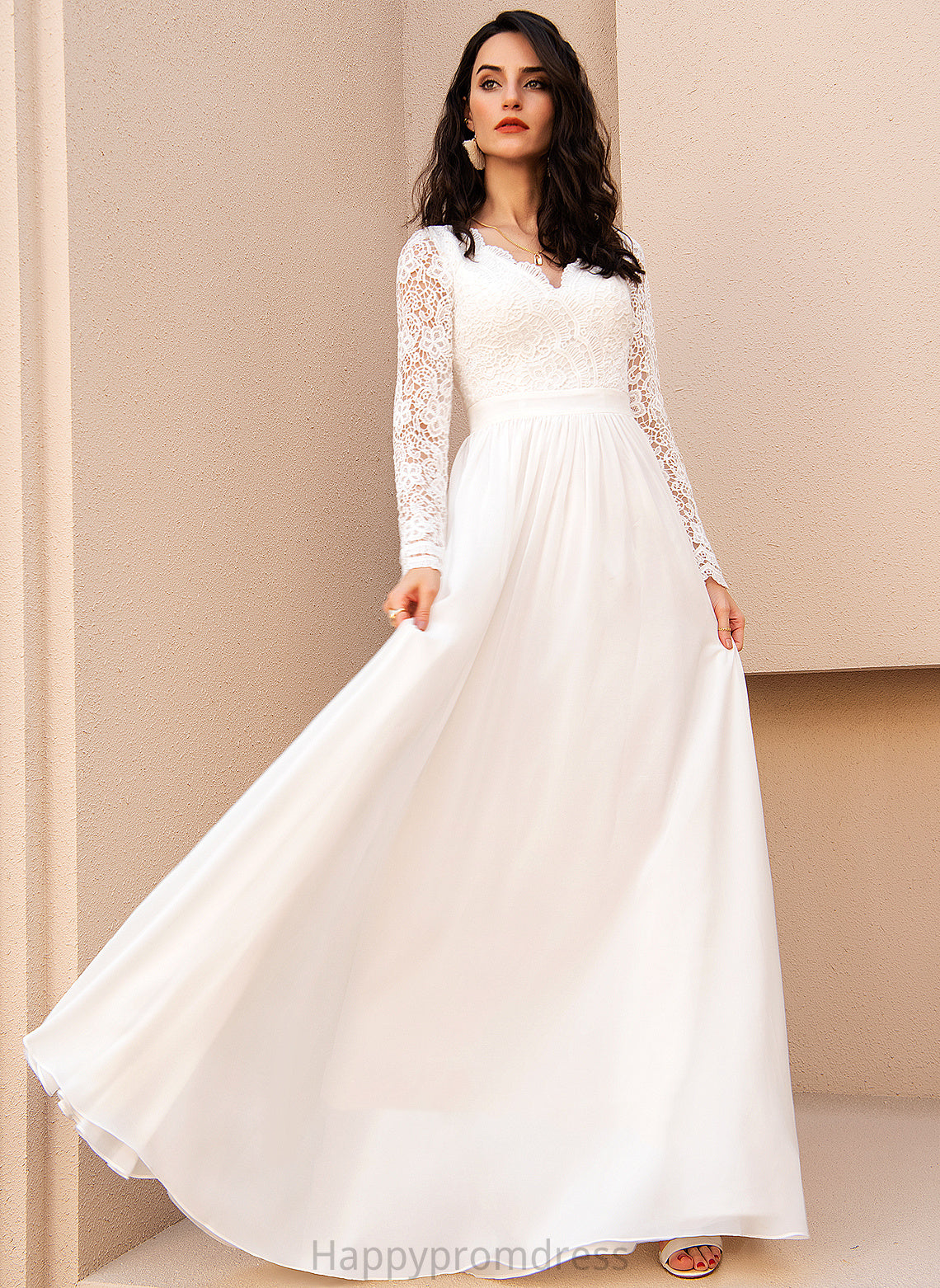 Wedding Isabella Floor-Length Wedding Dresses Chiffon Dress A-Line V-neck