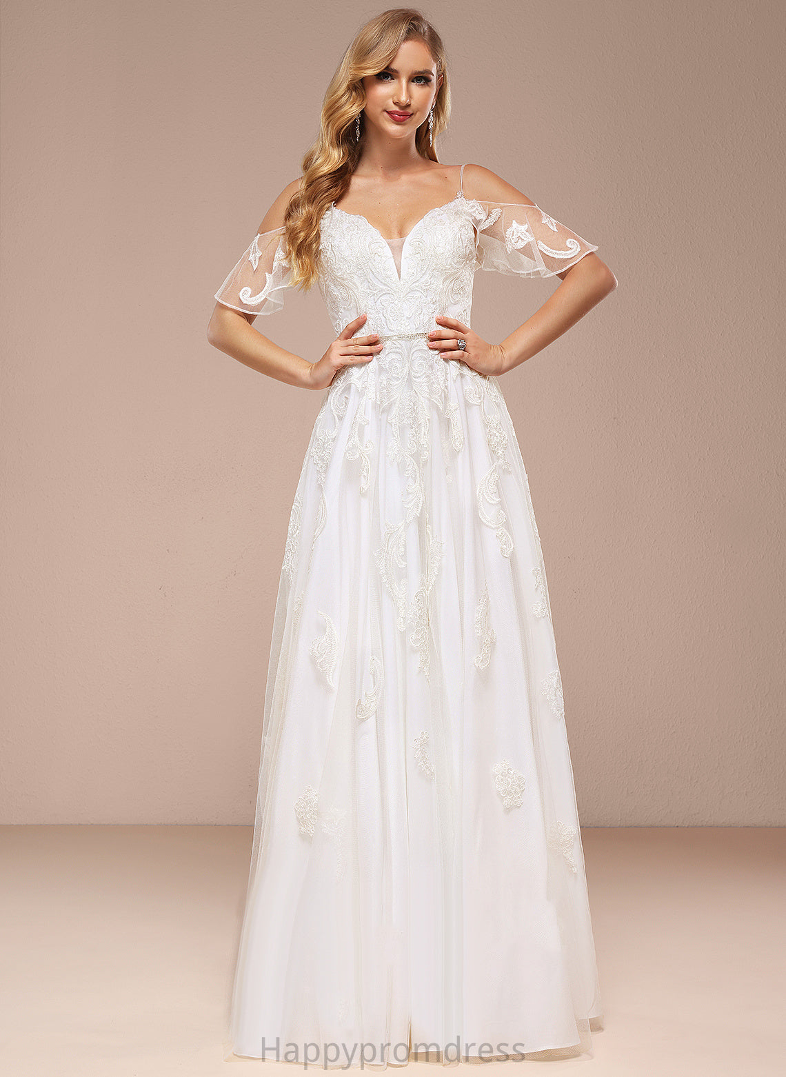 Tulle Lace Sequins Shiloh Shoulder Floor-Length Cold With Wedding Dresses A-Line Dress Beading Wedding