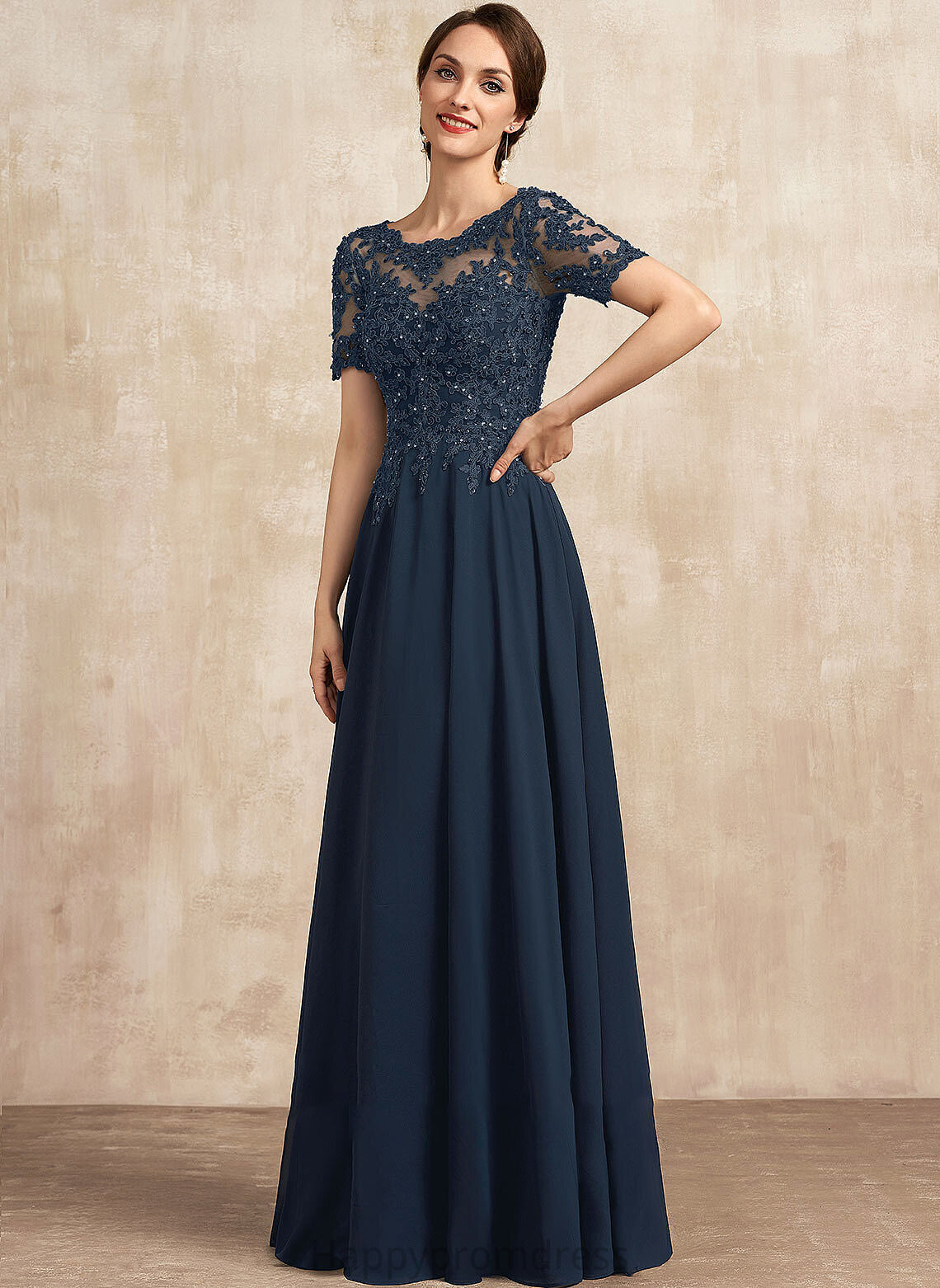 Mother Scoop Sequins Floor-Length of Maisie Lace Chiffon the With Neck Dress Mother of the Bride Dresses Beading Bride A-Line