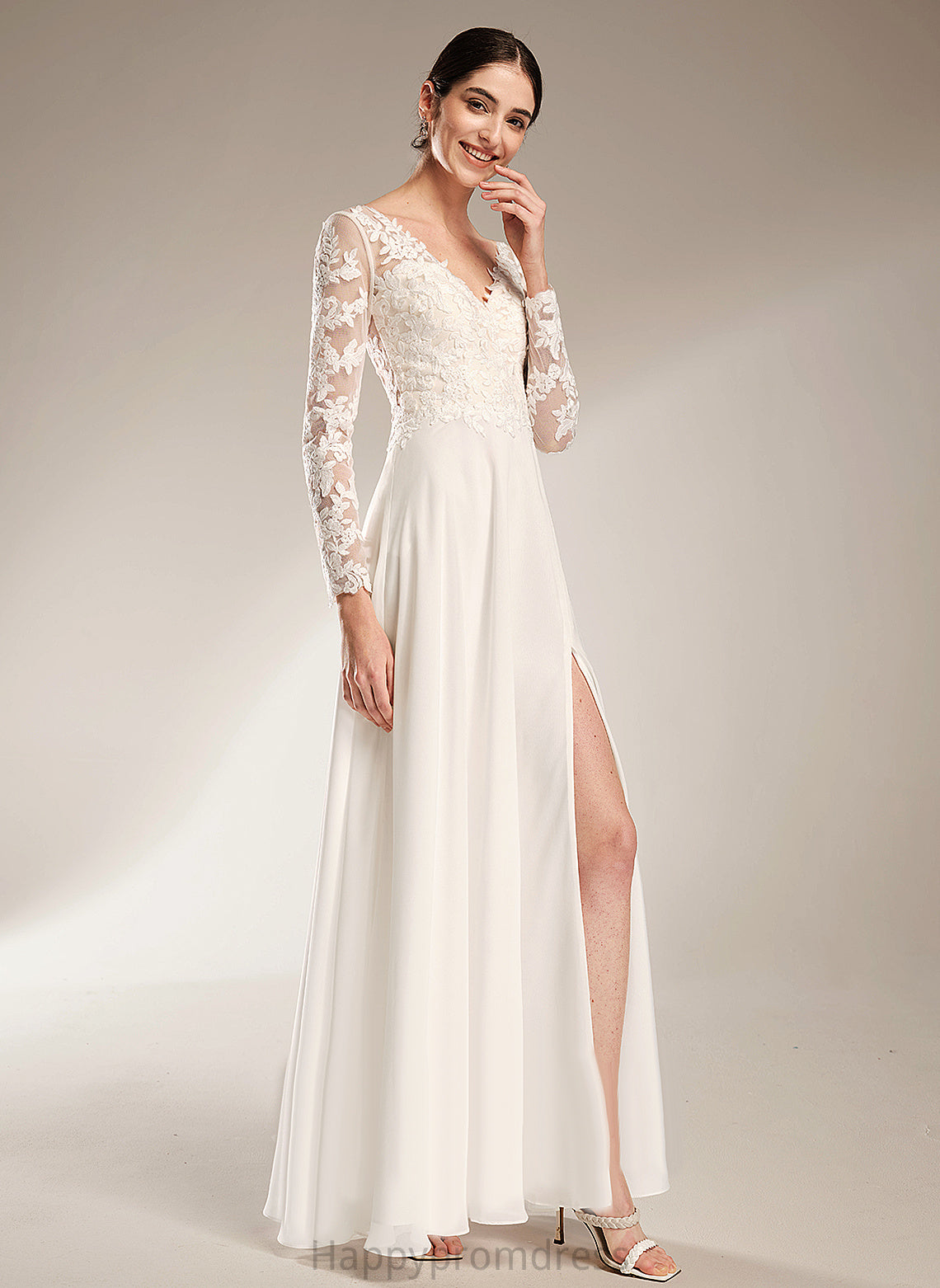 Wedding Dresses Dress Eliza Wedding V-neck A-Line Lace Floor-Length Chiffon