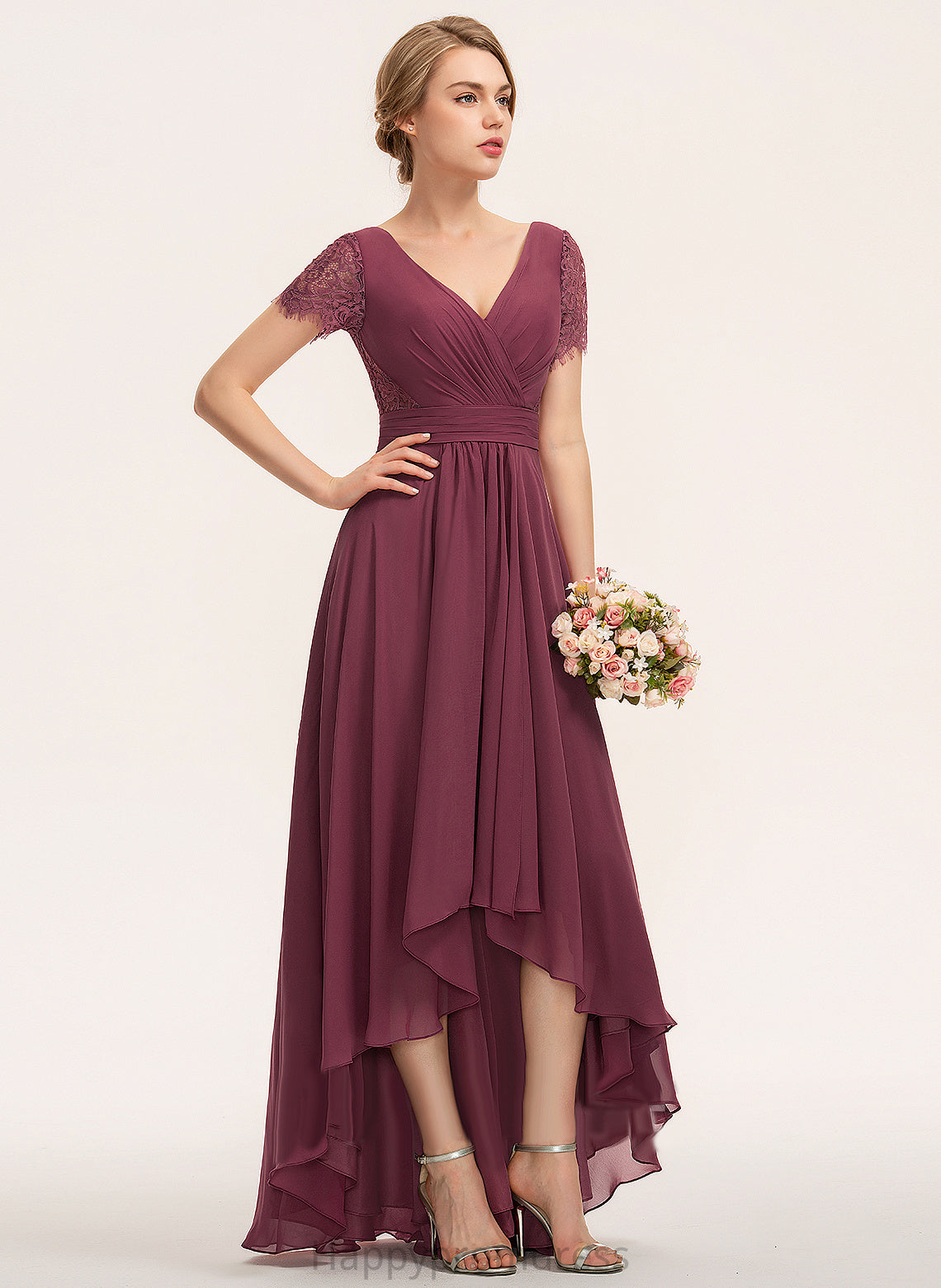 V-neck A-Line Embellishment Length Neckline Asymmetrical Fabric Pleated Silhouette Finley A-Line/Princess Scoop Bridesmaid Dresses