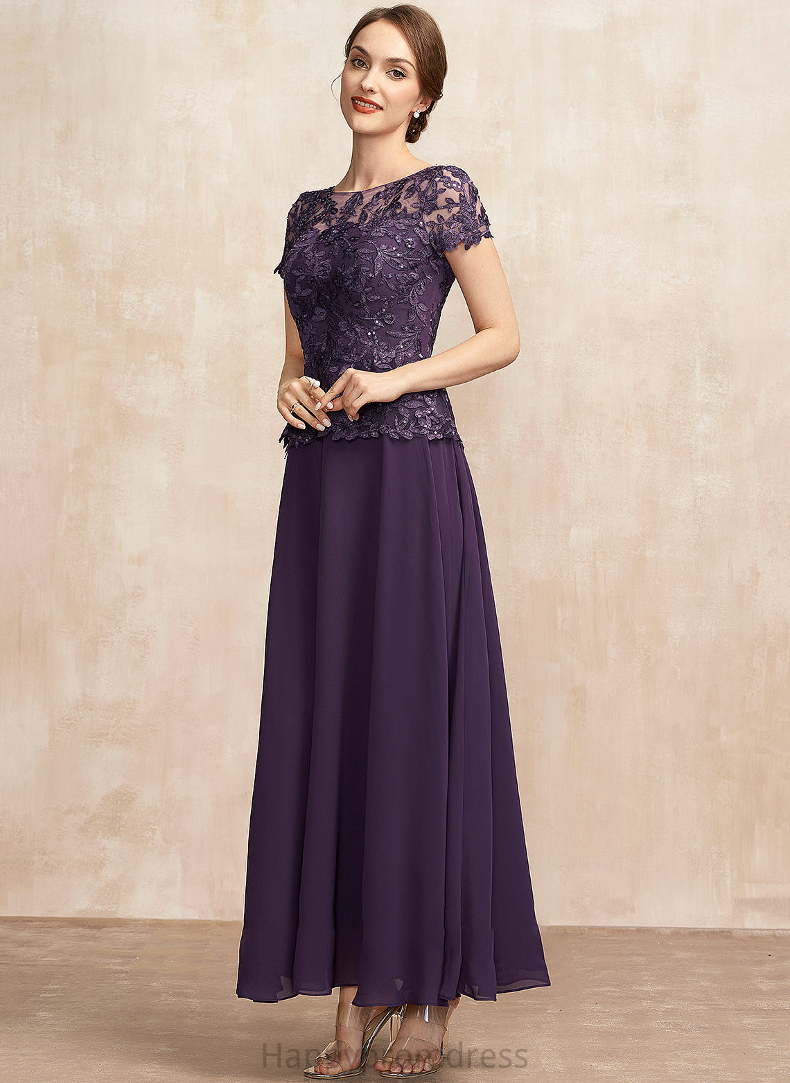 Sequins Chiffon With Lace the Priscilla Scoop Bride Dress A-Line of Neck Mother Mother of the Bride Dresses Ankle-Length