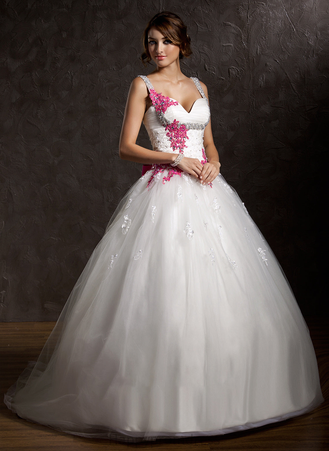 Train Sweetheart Wedding Lyla Appliques Chapel Ball-Gown/Princess Wedding Dresses Bow(s) Tulle Lace Dress With Ruffle